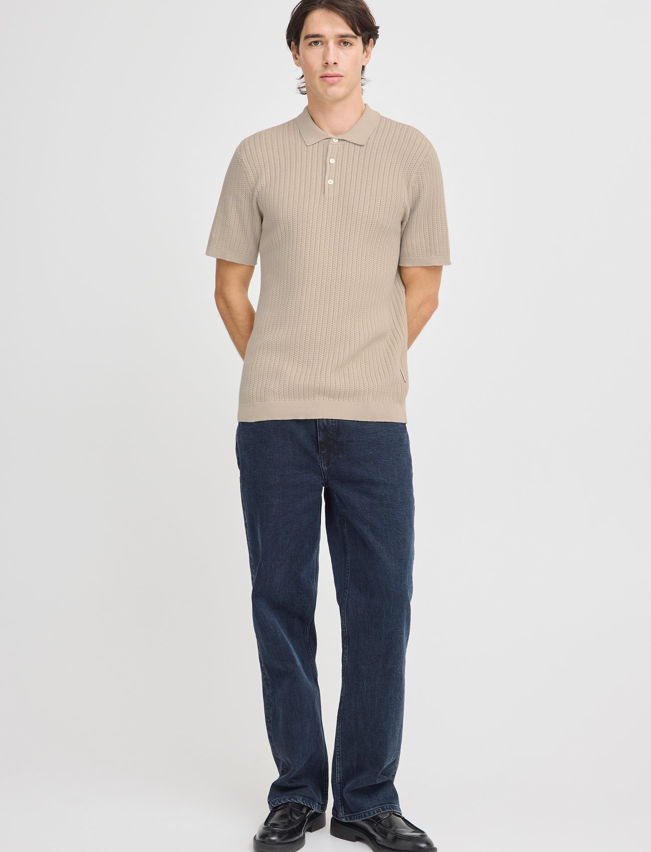 Casual Friday Cfkarl Structured Knit Polo - Beige - S 2