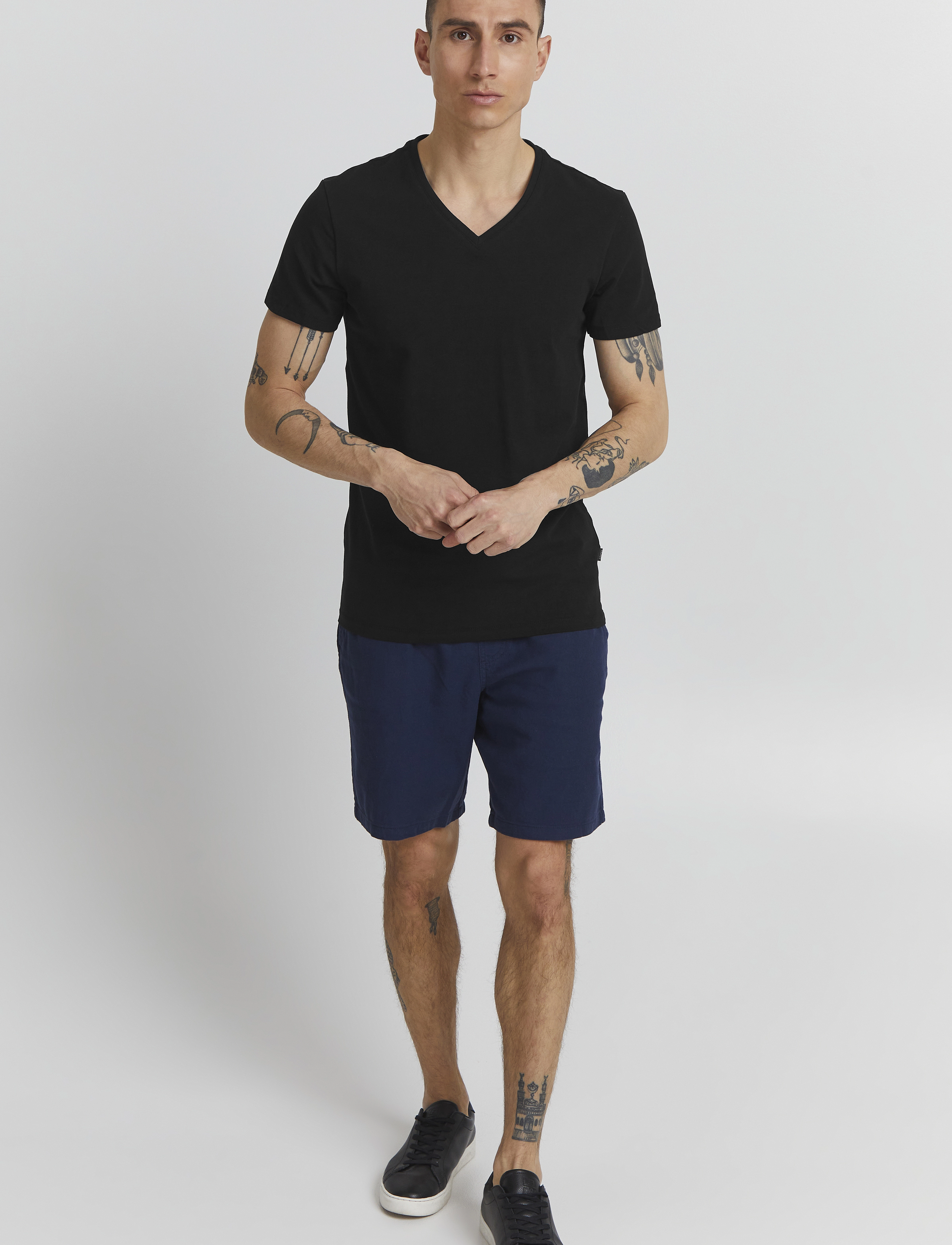 Casual Friday CFLINCOLN V-neck tee - T-särgid - BLACK / black
