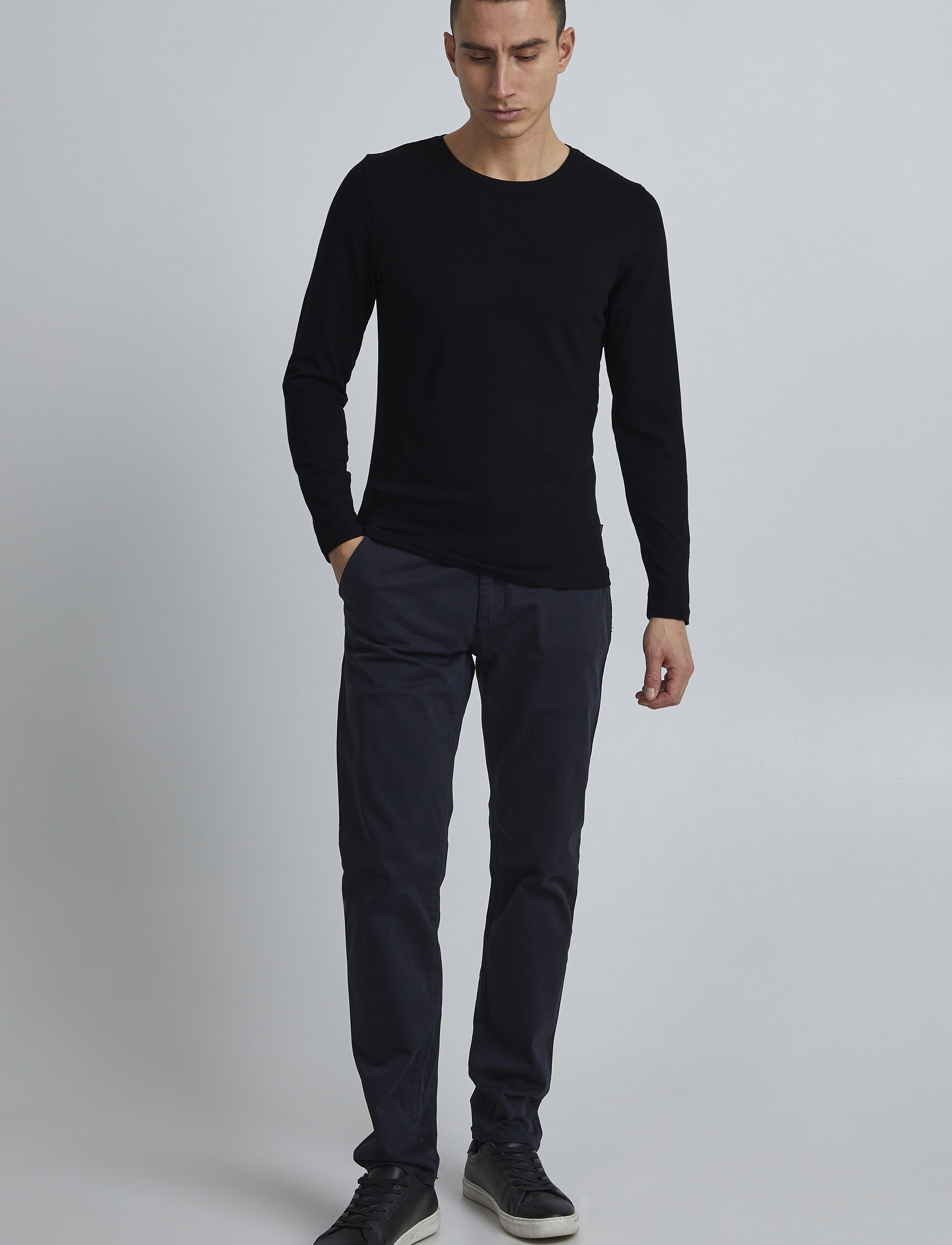 Casual Friday Cftheo Ls Tee, XL, Black, T-Shirts > Langærmede, Herre