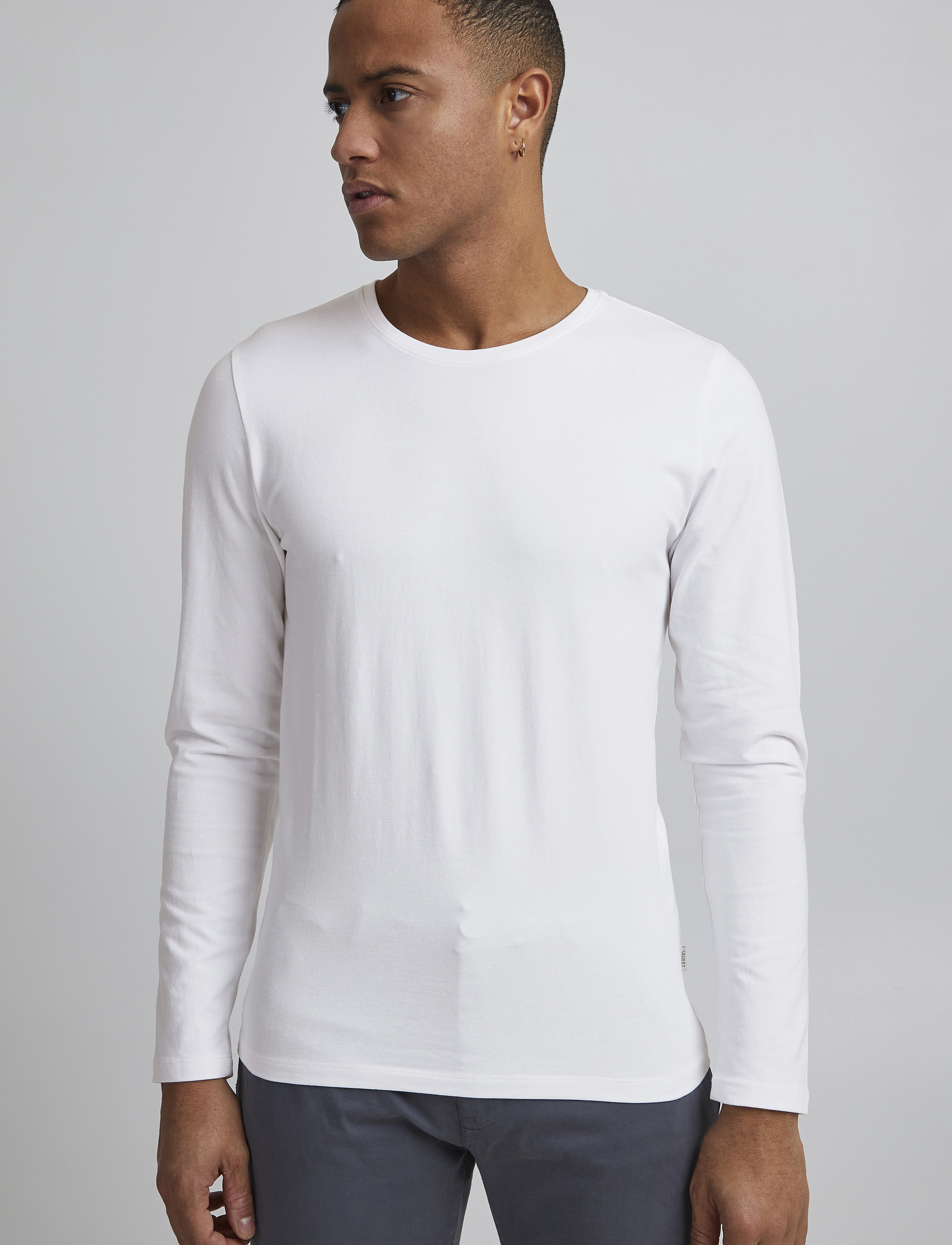 Casual Friday Cftheo Ls Tee, 3XL, White, T-Shirts > Langærmede, Herre