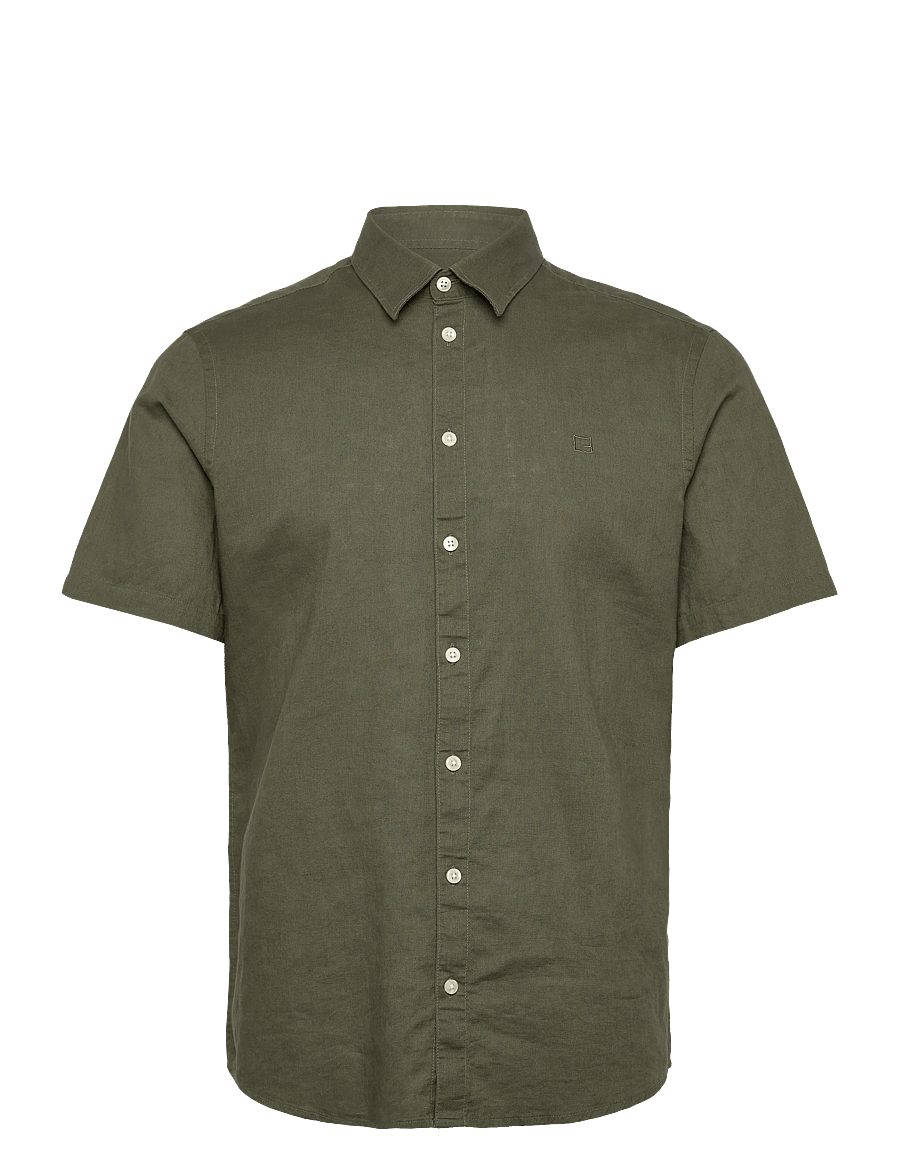 Casual Friday - CFAKSEL SS linen mix shirt - hørskjorter - beetle - 0