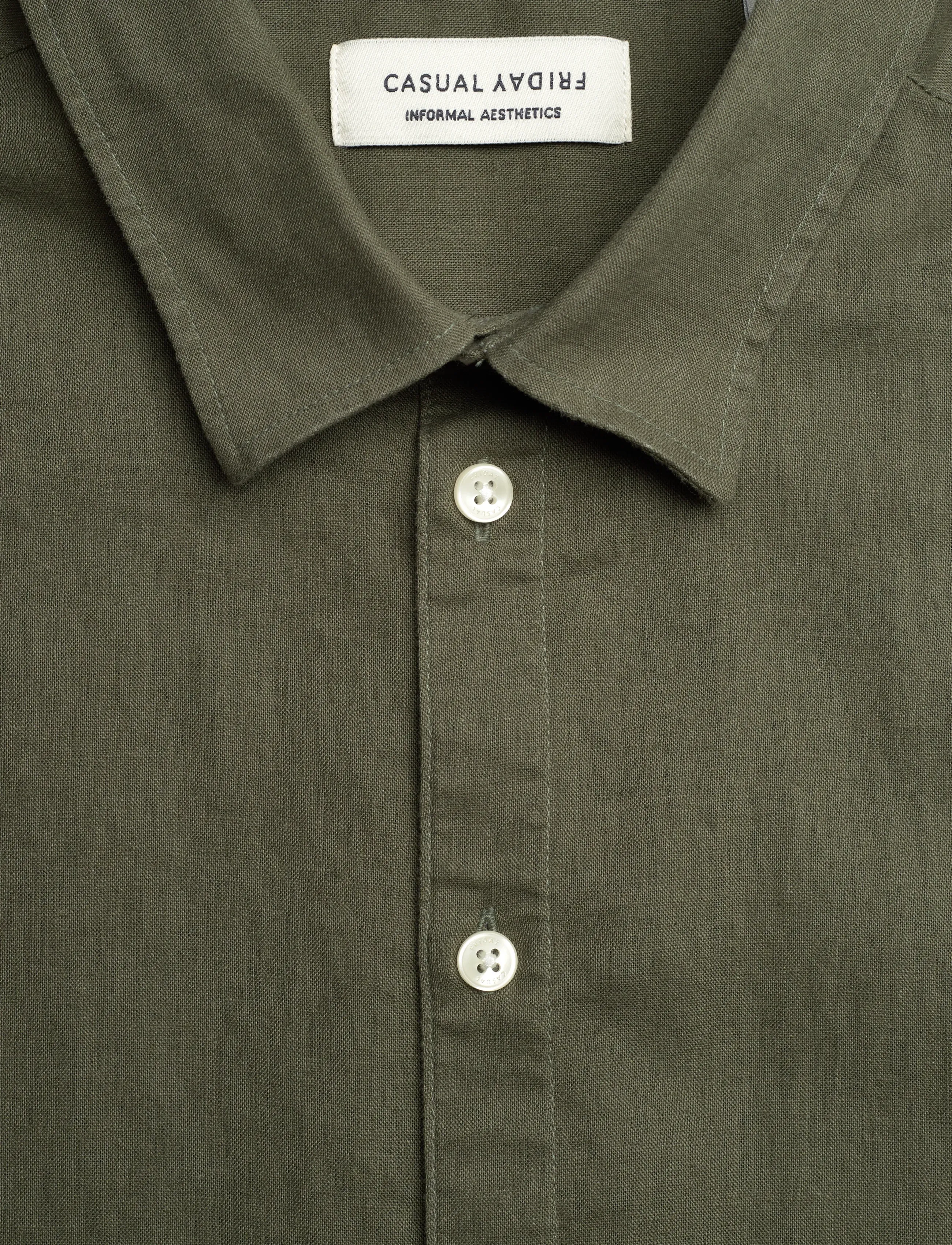 Casual Friday - CFAKSEL SS linen mix shirt - hørskjorter - beetle - 2