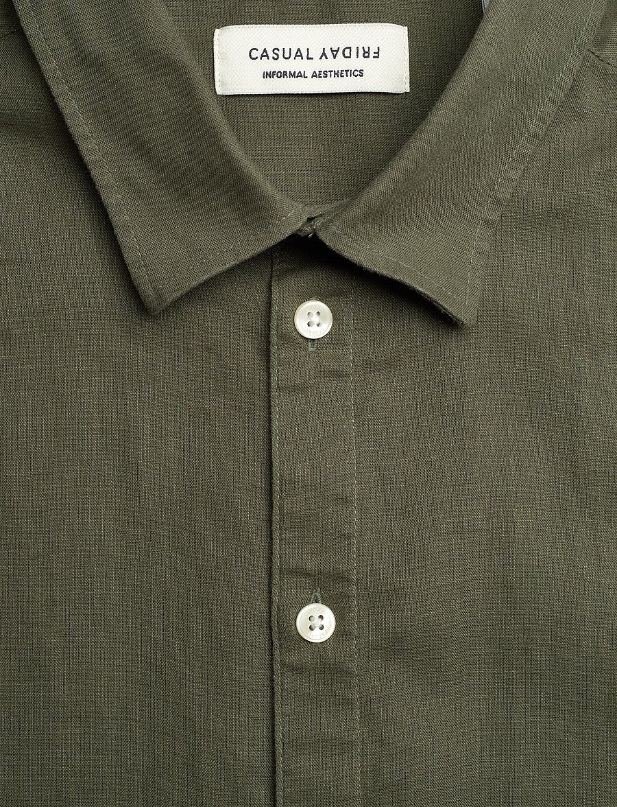 Casual Friday - CFAKSEL SS linen mix shirt - hørskjorter - beetle - 2