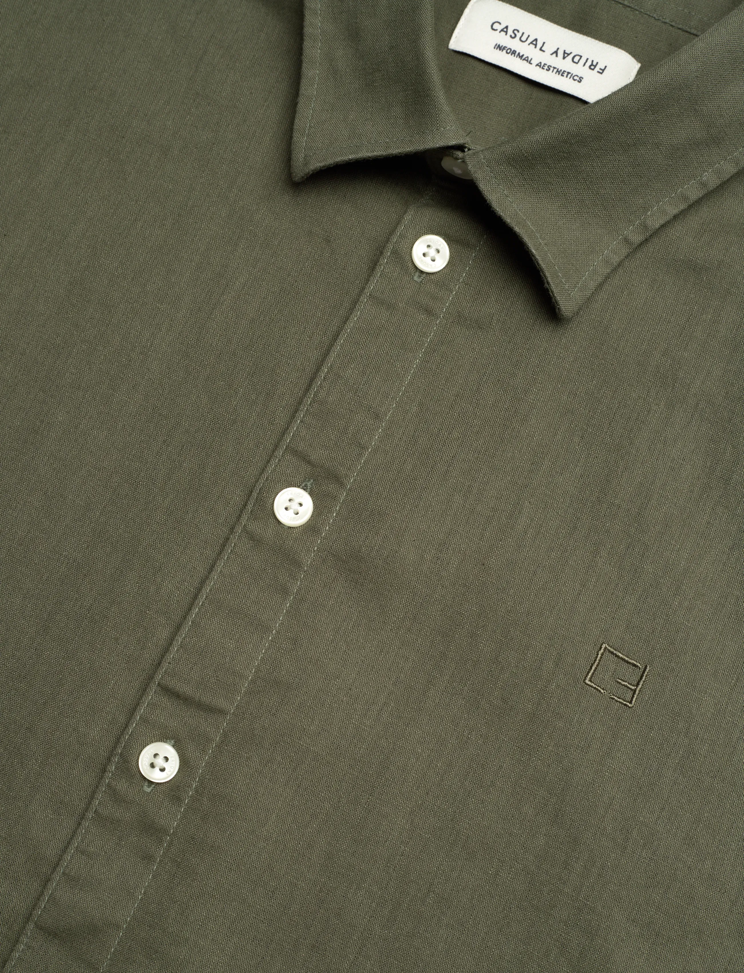 Casual Friday - CFAKSEL SS linen mix shirt - hørskjorter - beetle - 3
