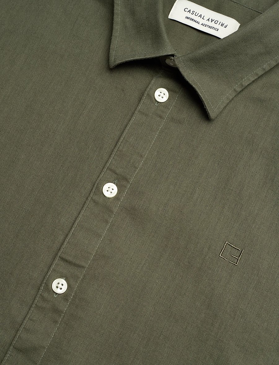 Casual Friday - CFAKSEL SS linen mix shirt - hørskjorter - beetle - 3