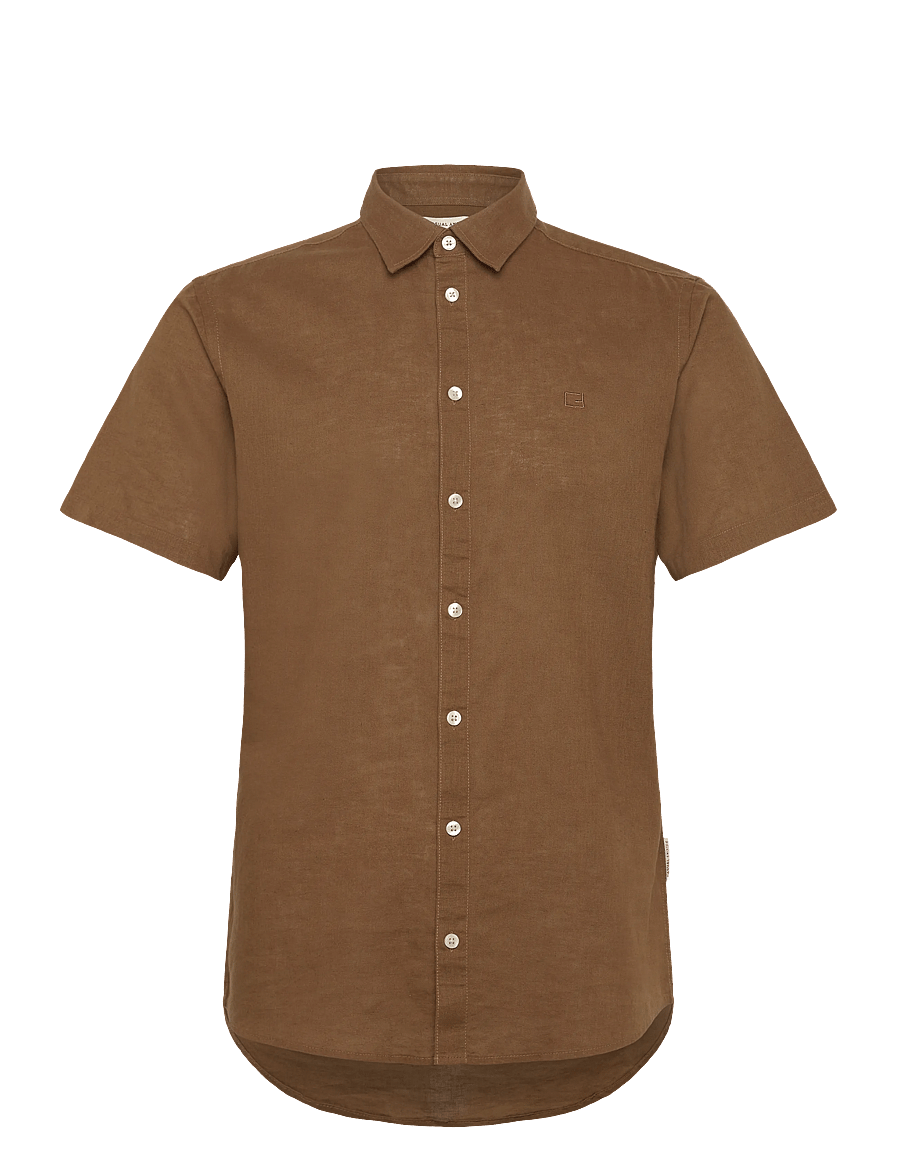 Casual Friday - CFAKSEL SS linen mix shirt - hørskjorter - kangaroo - 0