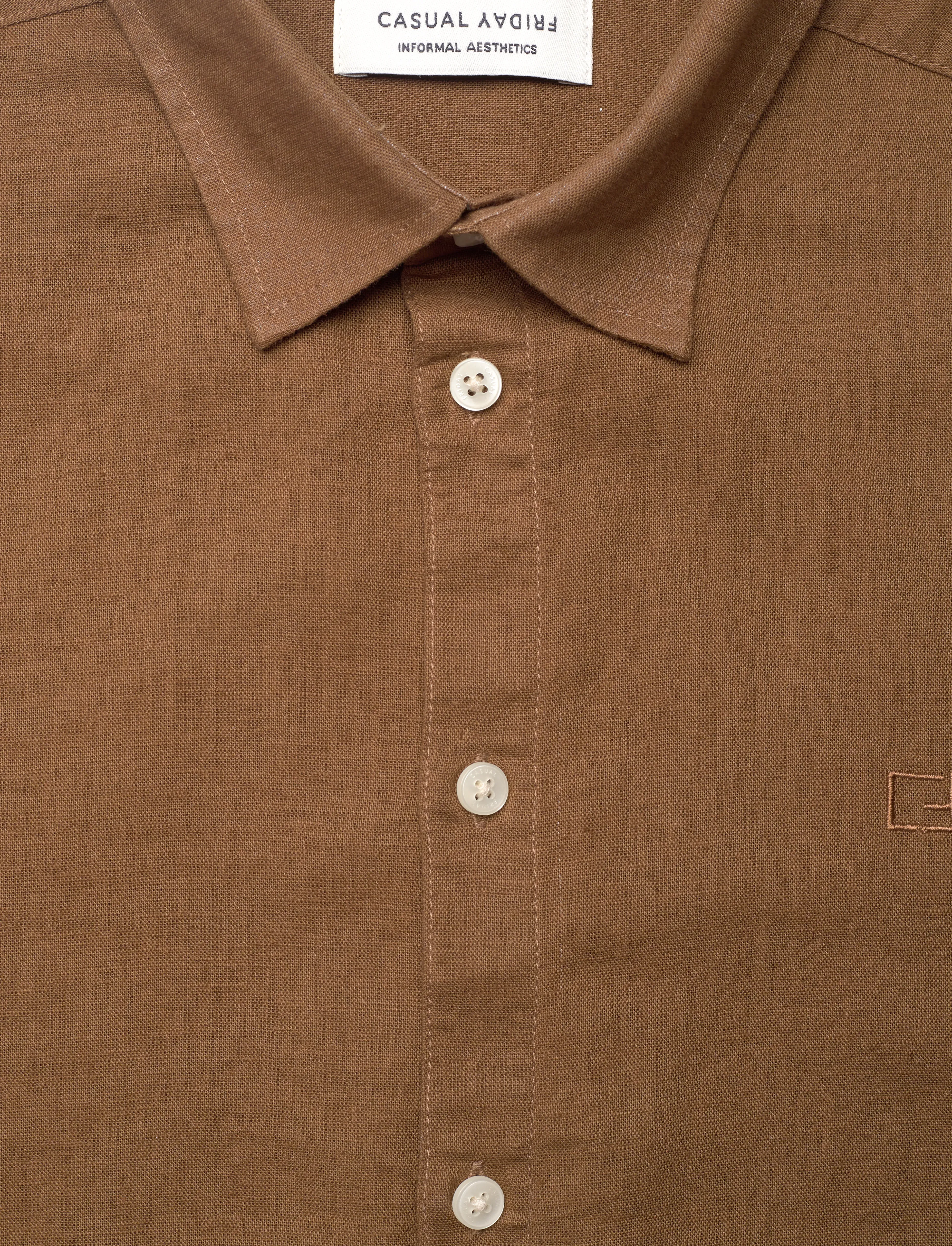 Casual Friday - CFAKSEL SS linen mix shirt - hørskjorter - kangaroo - 2