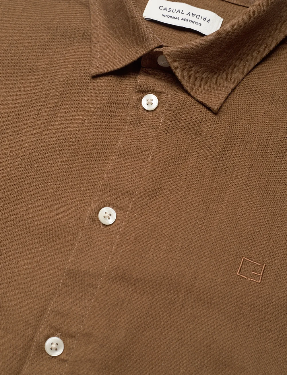 Casual Friday - CFAKSEL SS LINEN MIX SHIRT - linnen overhemden - kangaroo - 3