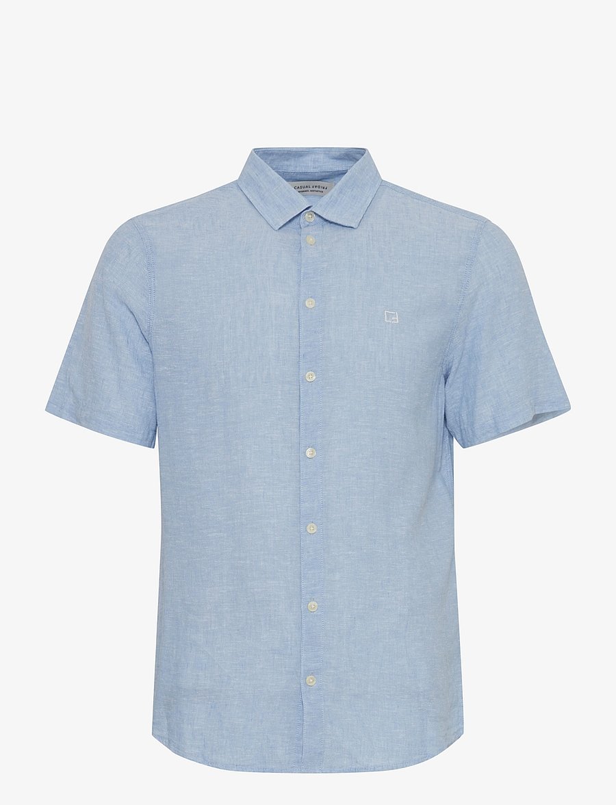 Casual Friday - CFAKSEL SS linen mix shirt - linased särgid - silver lake blue - 1