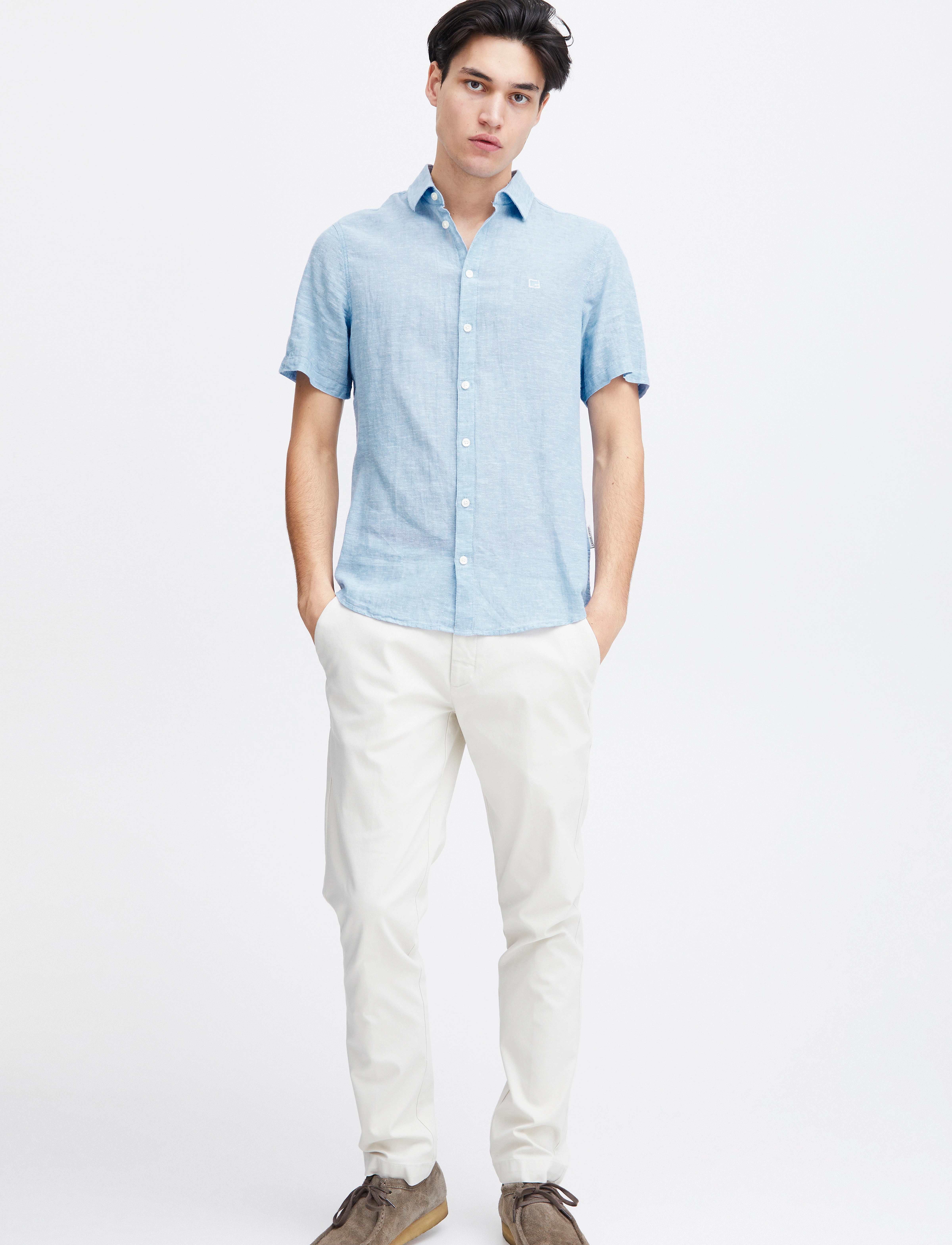 Casual Friday CFAKSEL SS linen mix shirt - Skjorter - SILVER LAKE BLUE / blue