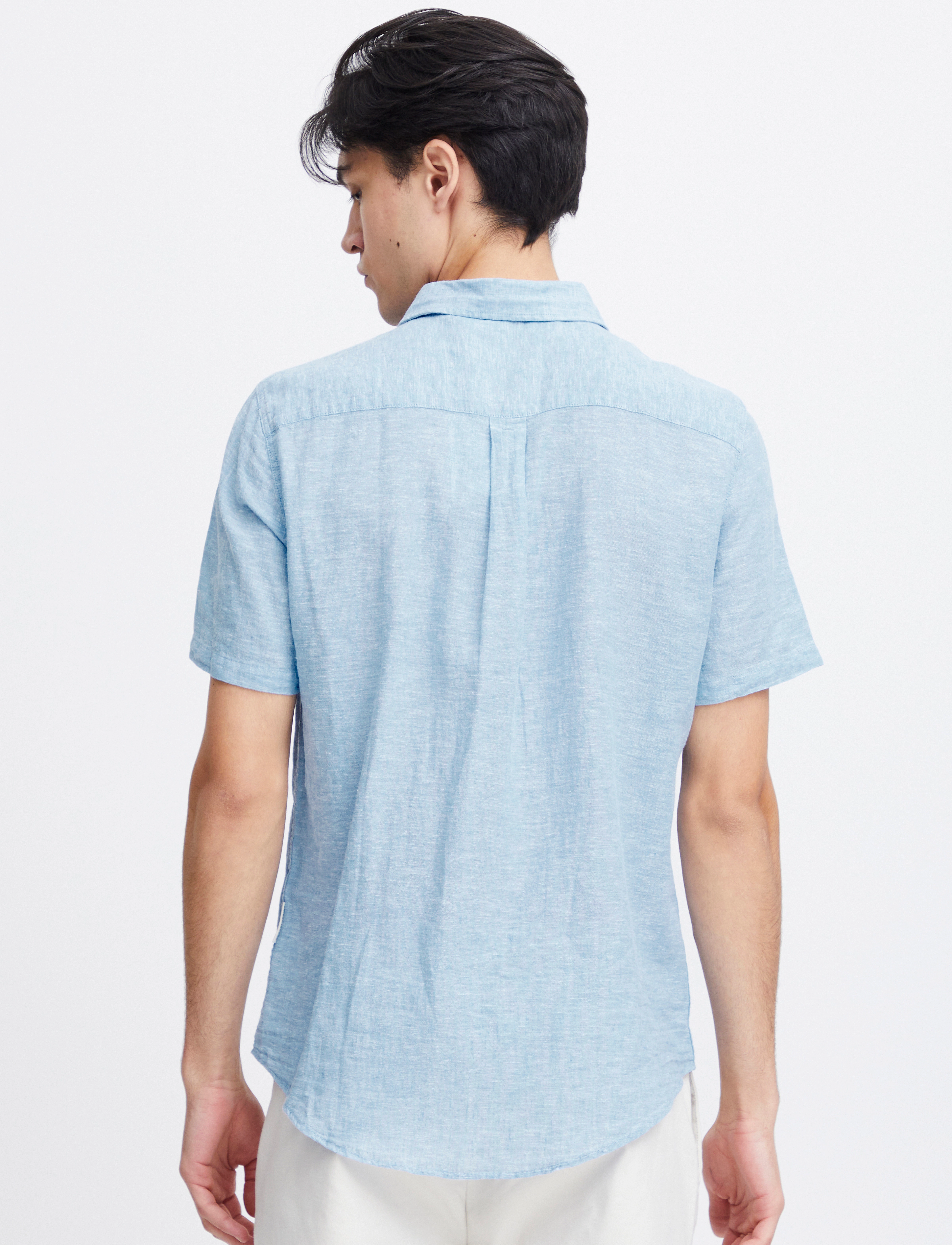 Casual Friday - CFAKSEL SS linen mix shirt - linased särgid - silver lake blue - 4