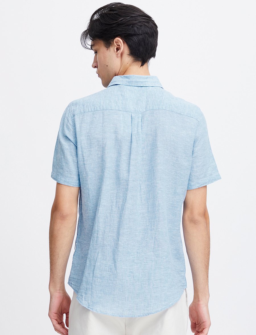 Casual Friday - CFAKSEL SS linen mix shirt - linased särgid - silver lake blue - 4