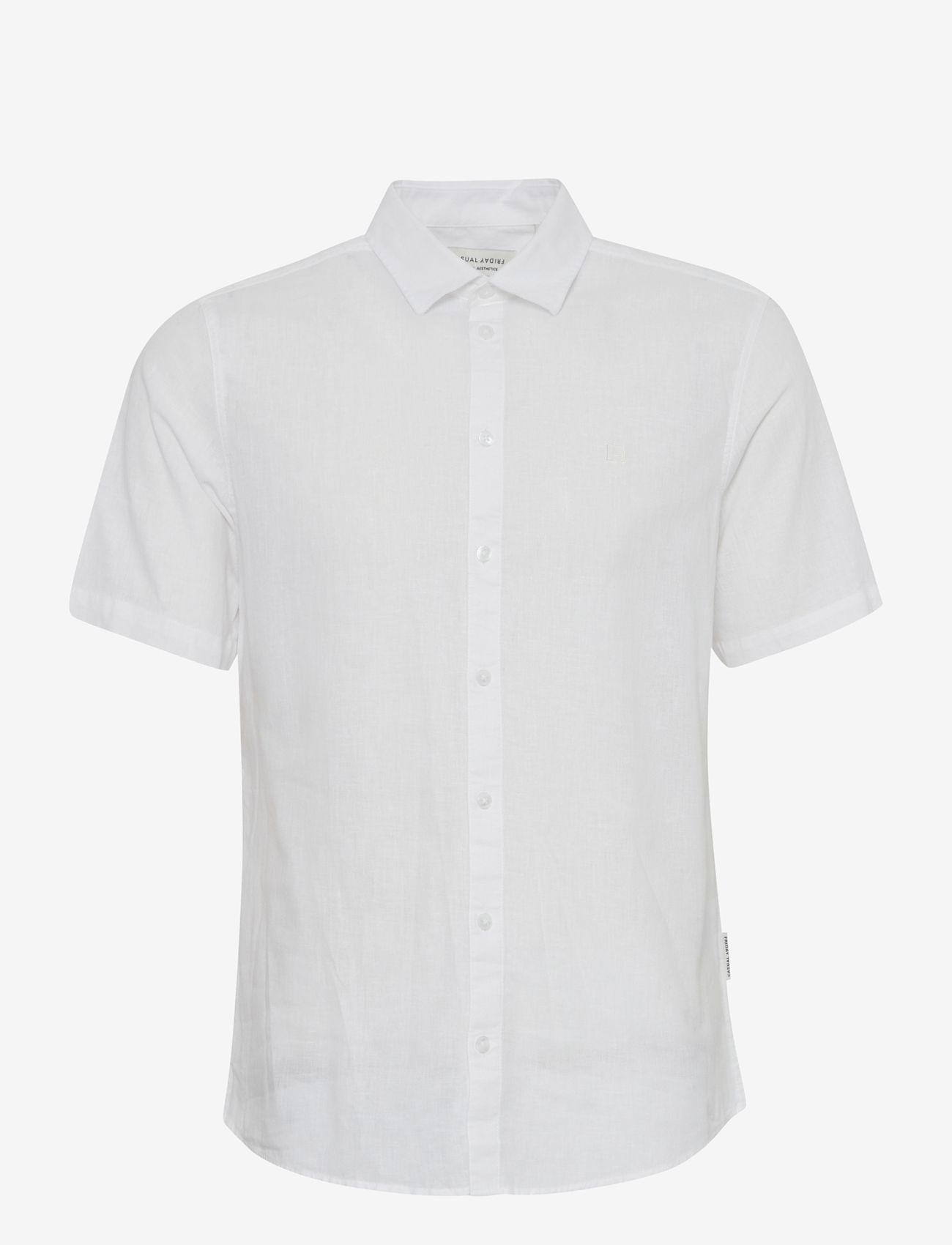 Casual Friday - CFAksel SS linen mix shirt - linnen overhemden - snow white - 0