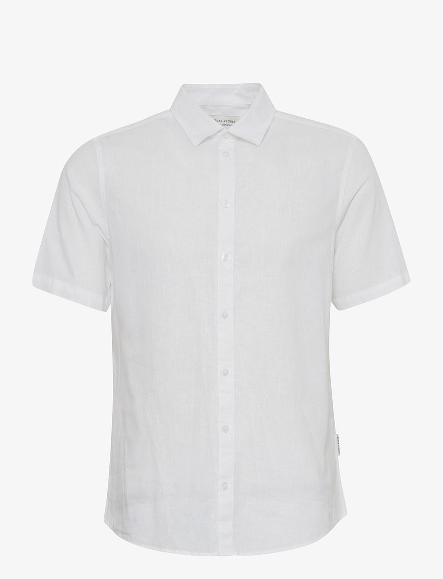 Casual Friday - CFAKSEL SS linen mix shirt - hørskjorter - snow white - 1