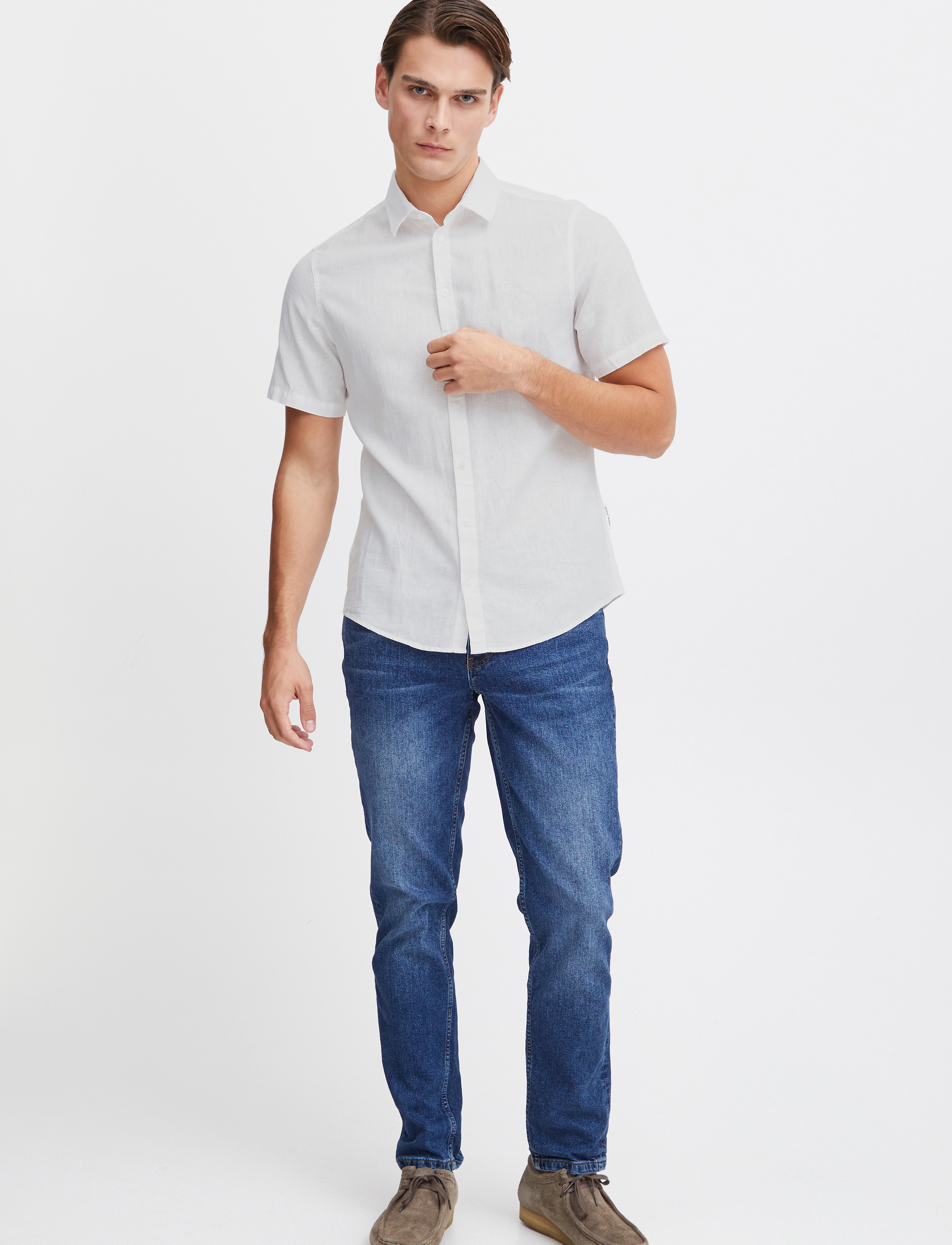 Casual Friday CFAKSEL SS linen mix shirt - Linased särgid - SNOW WHITE / white