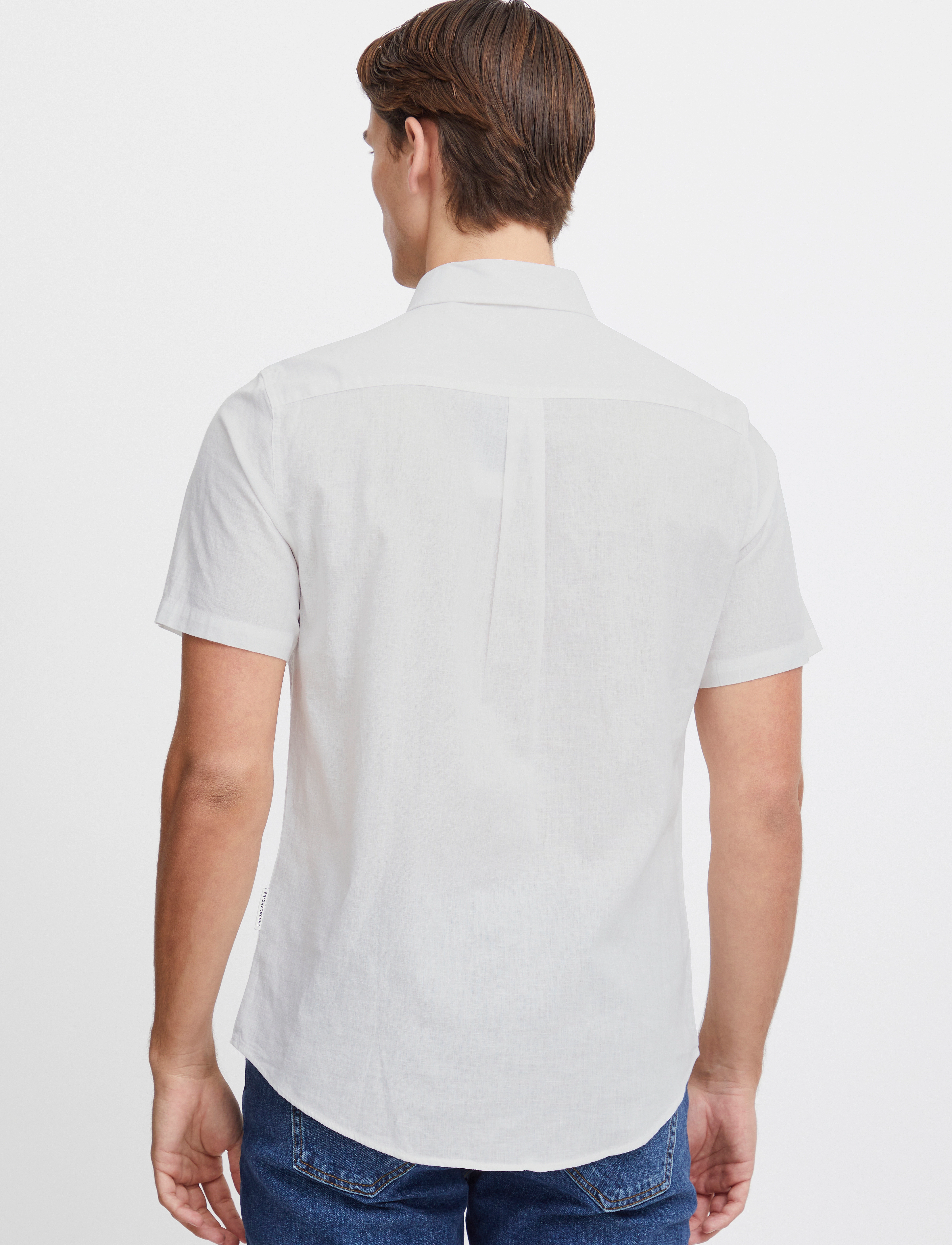 Casual Friday - CFAKSEL SS linen mix shirt - hørskjorter - snow white - 4