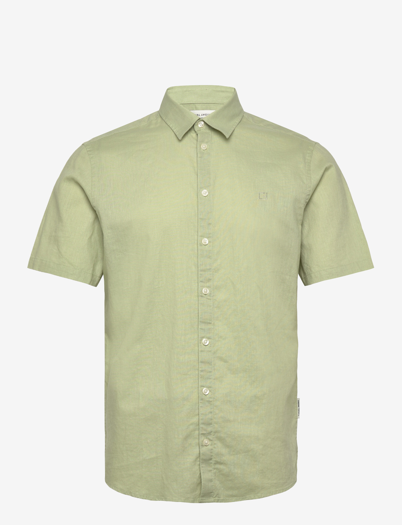 Casual Friday - CFAKSEL SS linen mix shirt - hørskjorter - swamp - 0