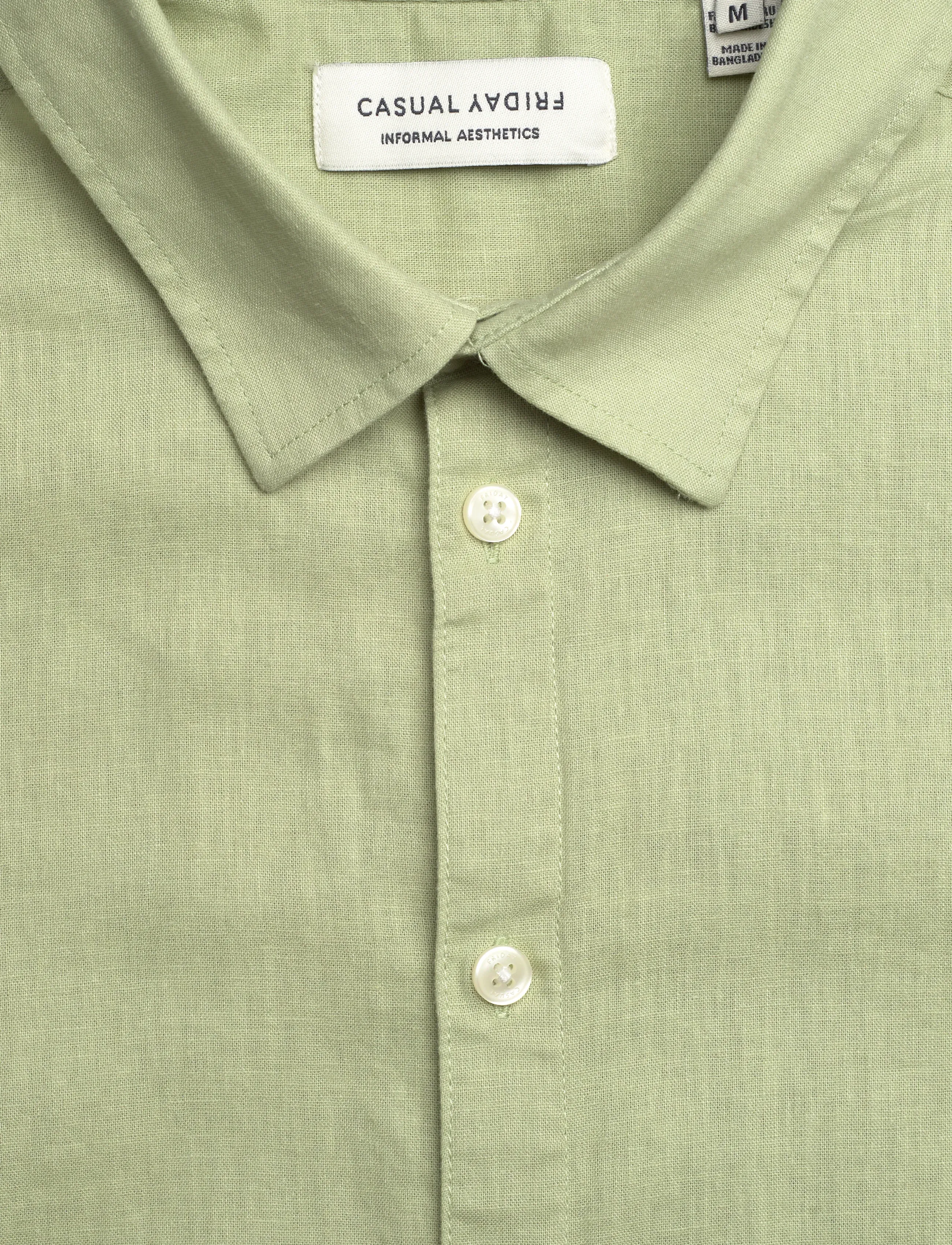 Casual Friday - CFAKSEL SS linen mix shirt - linased särgid - swamp - 2