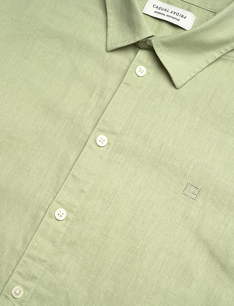 Casual Friday - CFAKSEL SS linen mix shirt - hørskjorter - swamp - 3
