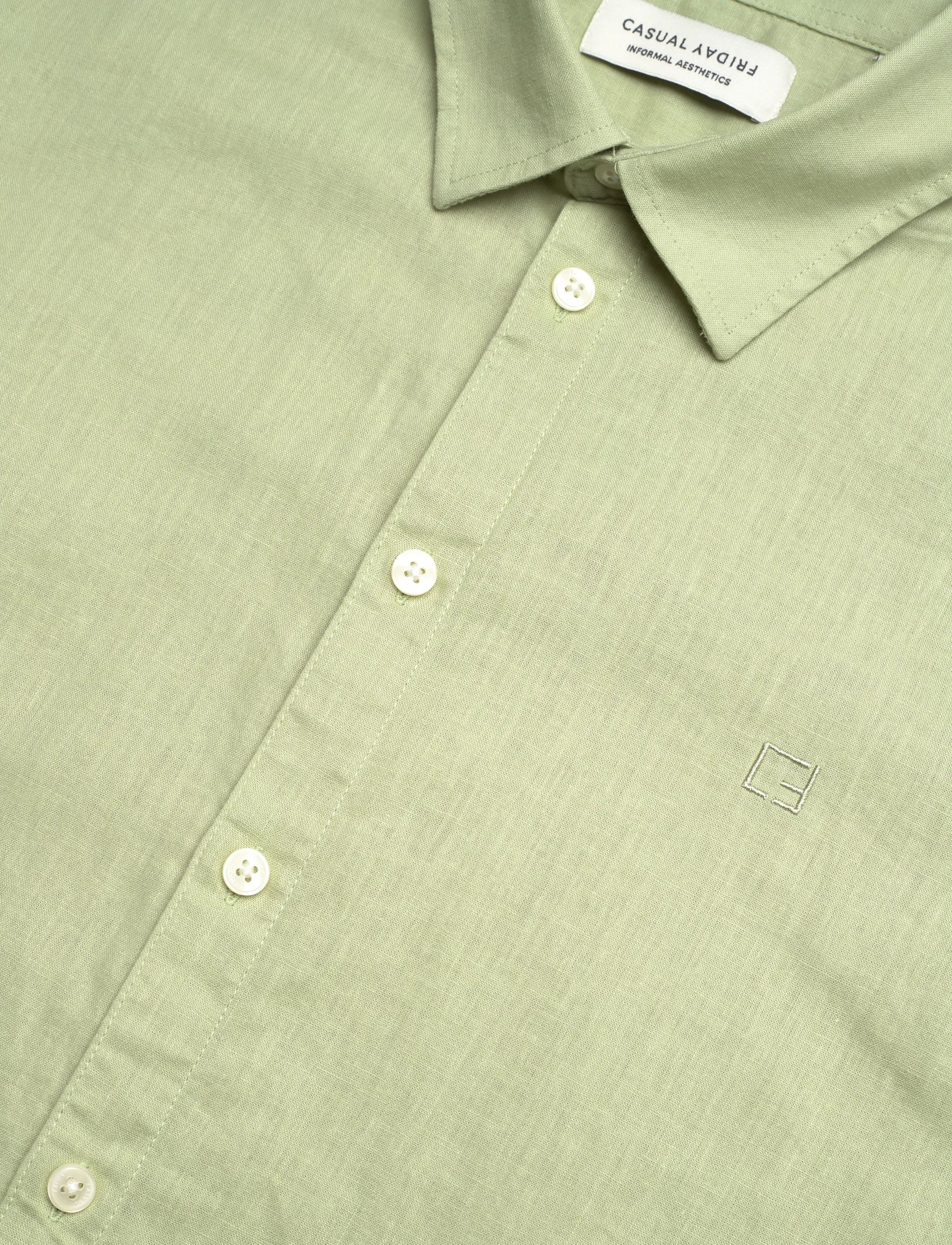 Casual Friday - CFAKSEL SS linen mix shirt - linased särgid - swamp - 3