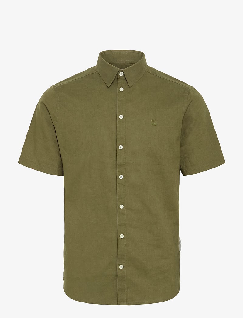 Casual Friday - CFAKSEL SS LINEN MIX SHIRT - hørskjorter - winter moss - 1