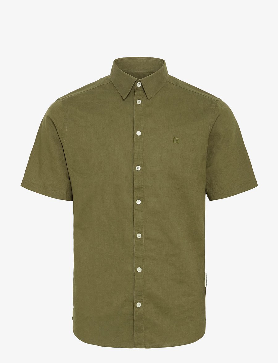Casual Friday - CFAKSEL SS linen mix shirt - leinenhemden - winter moss - 1