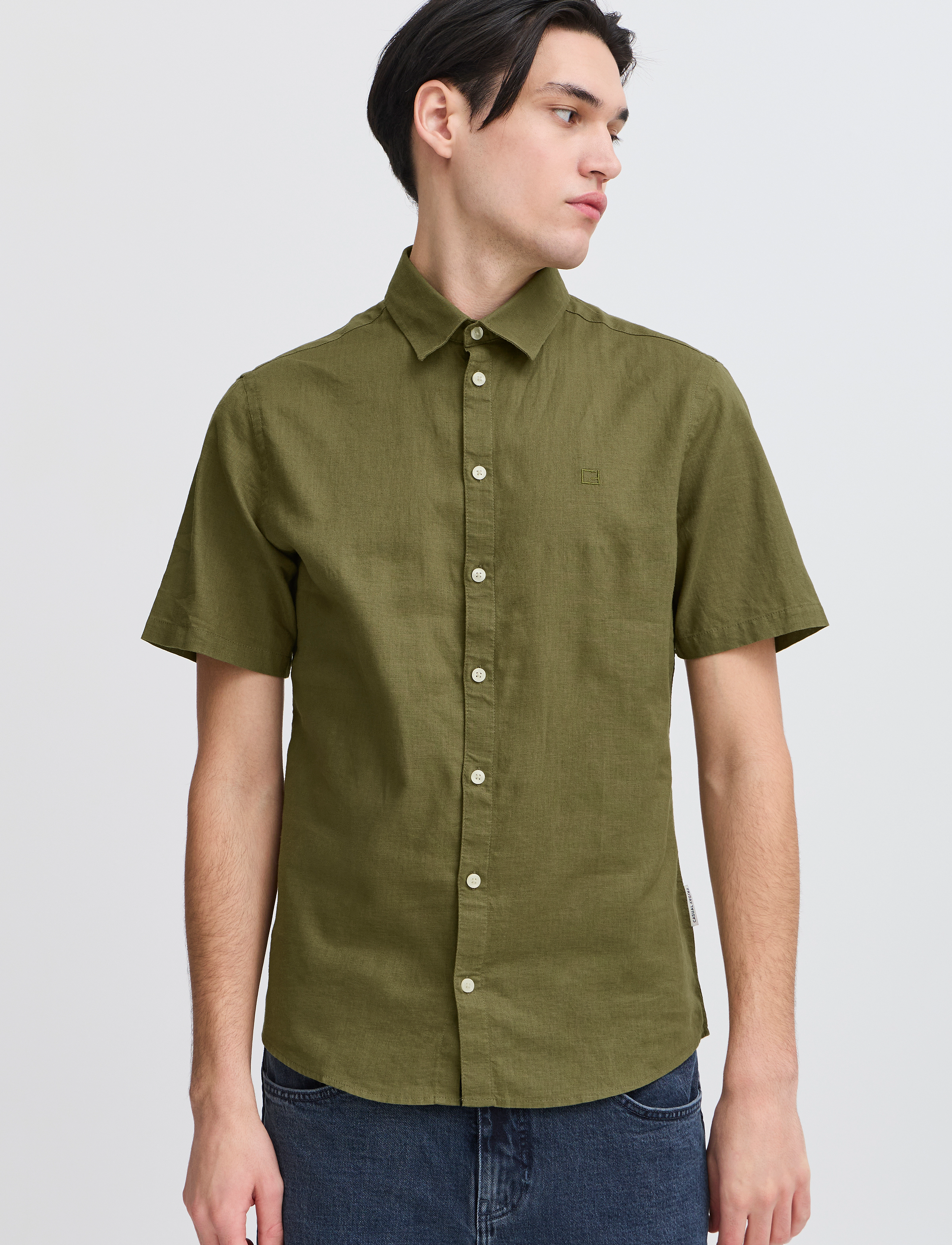 Casual Friday - CFAKSEL SS linen mix shirt - leinenhemden - winter moss - 4