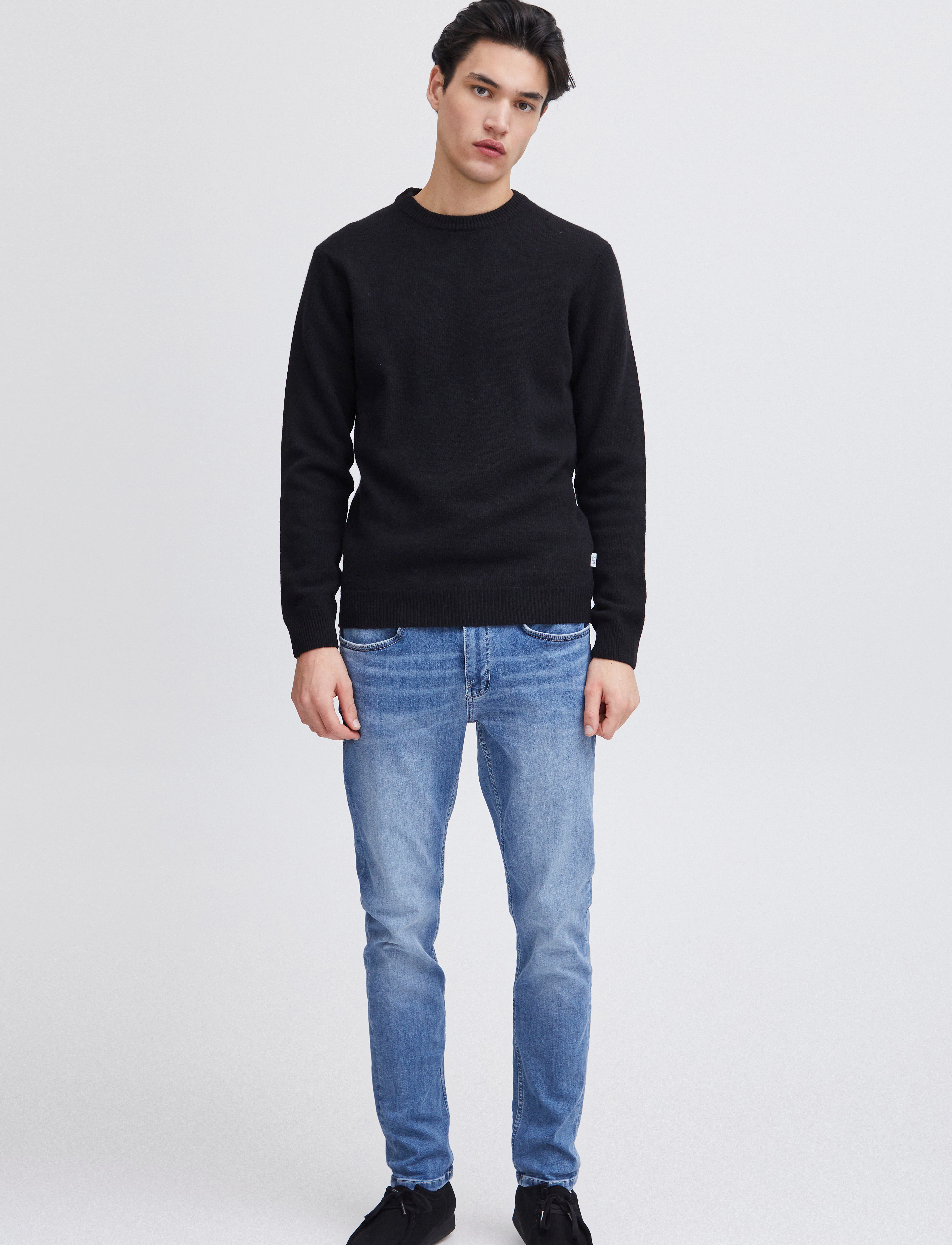 Casual Friday Cfkarl Lambswool Knit, L, Black, Strik > Runde Halse, Herre