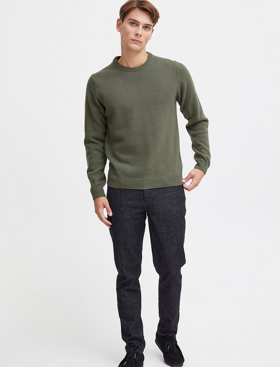 Casual Friday - CFKARL LAMBSWOOL CREW NECK KNI - Ümmarguse kaelusega kudumid - olivine melange - 0