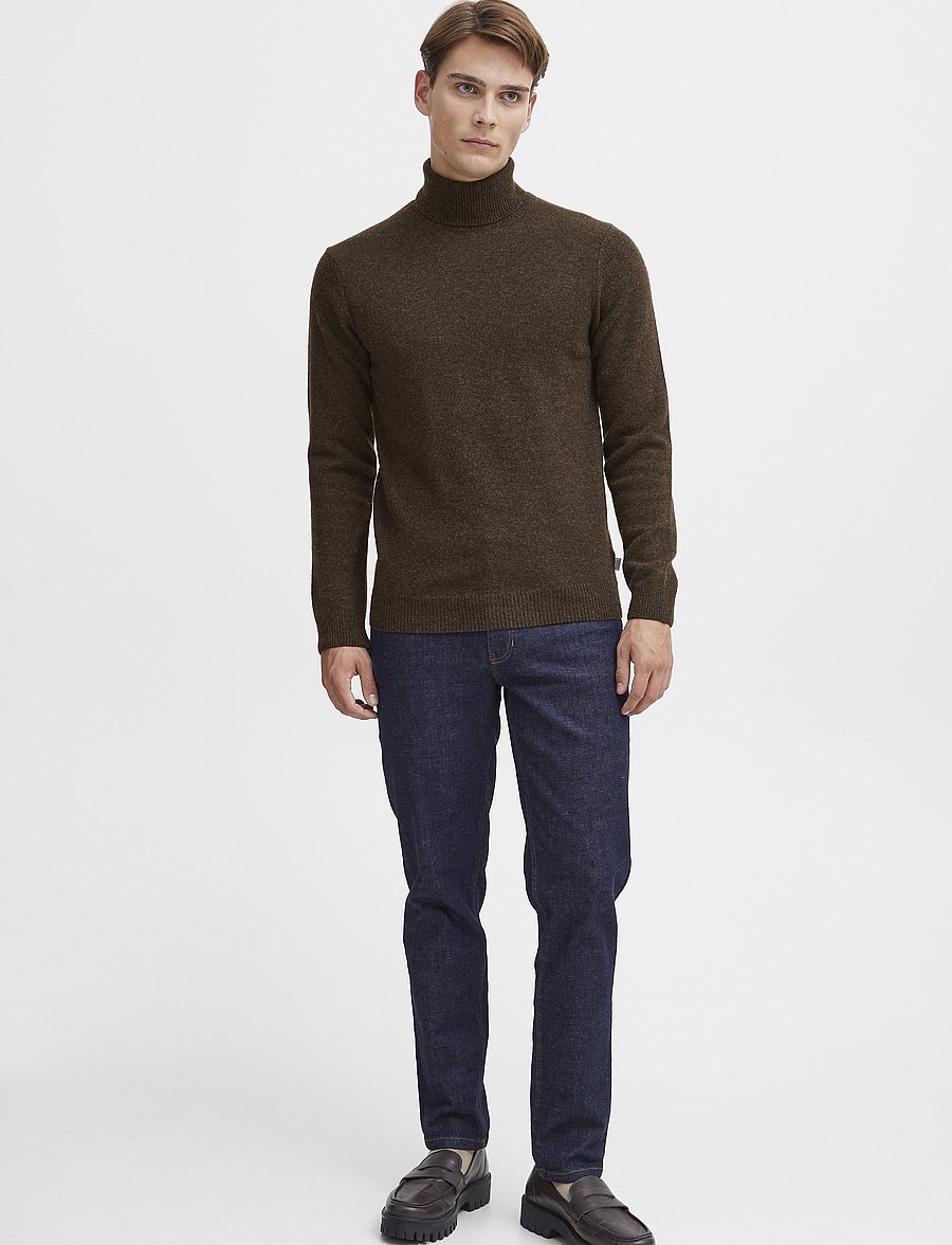 Casual Friday - CFKARL ROLL NECK BOUNTY KNIT - rullekraver - demitasse melange - 0
