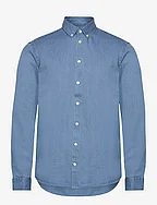 CFANTON BD LS denim chambray shirt - DENIM LIGHT BLUE