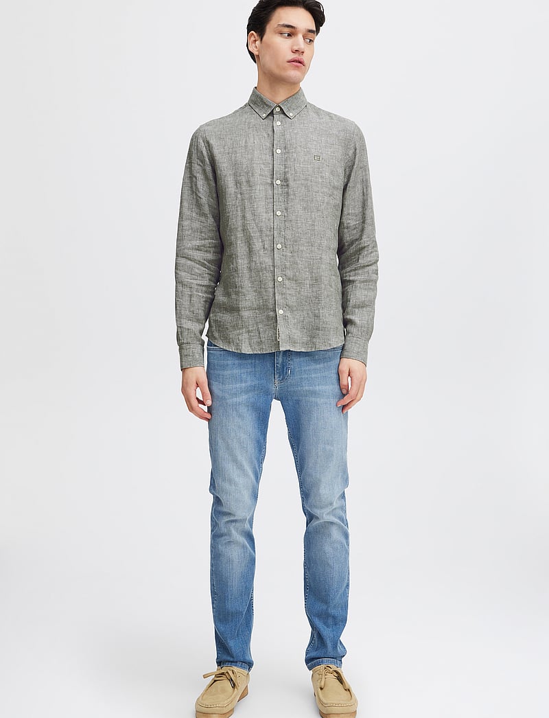 Casual Friday - CFANTON BD LS LINEN SHIRT - hørskjorter - agave green - 0