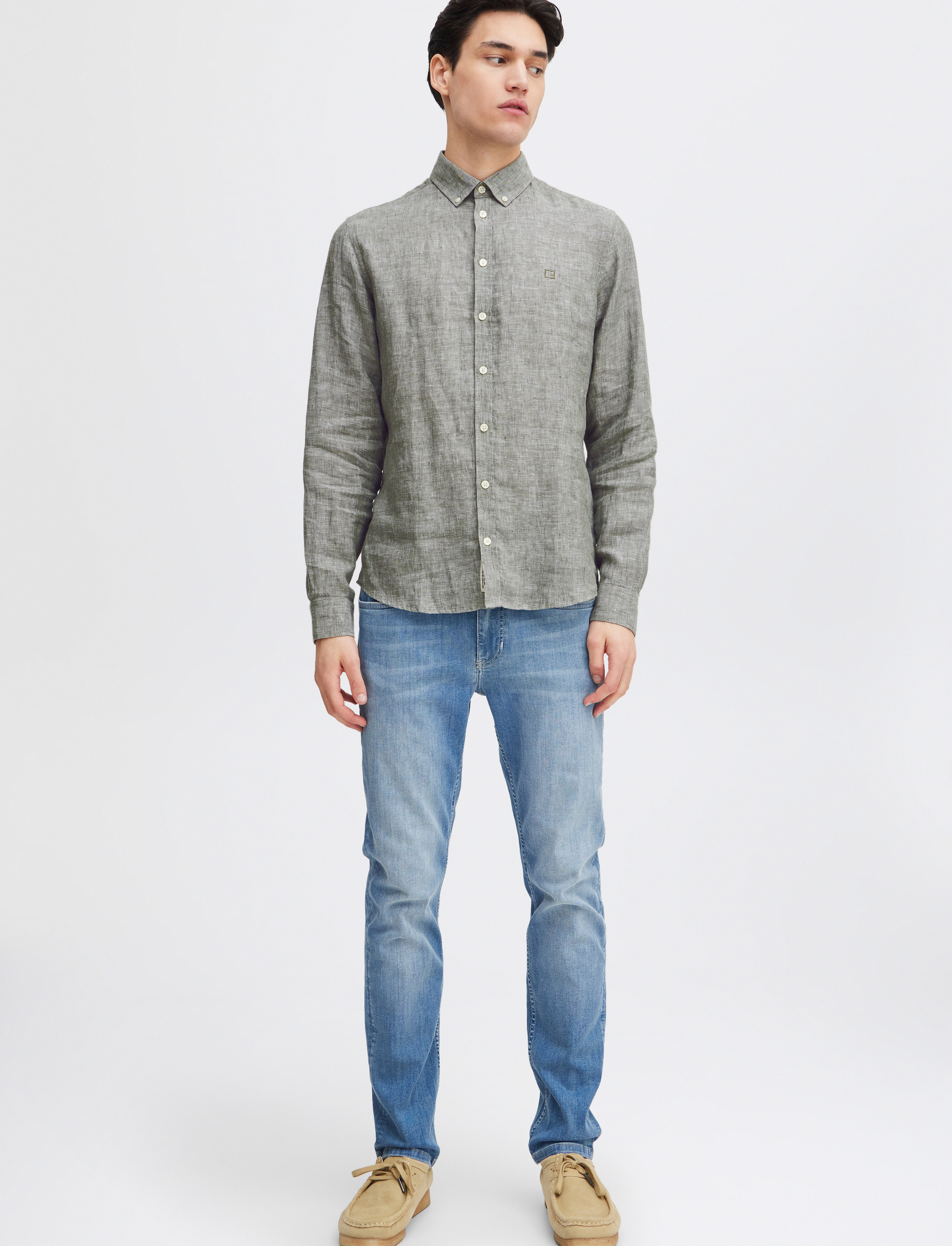 Casual Friday CFANTON BD LS LINEN SHIRT - Skjorter - AGAVE GREEN / grey