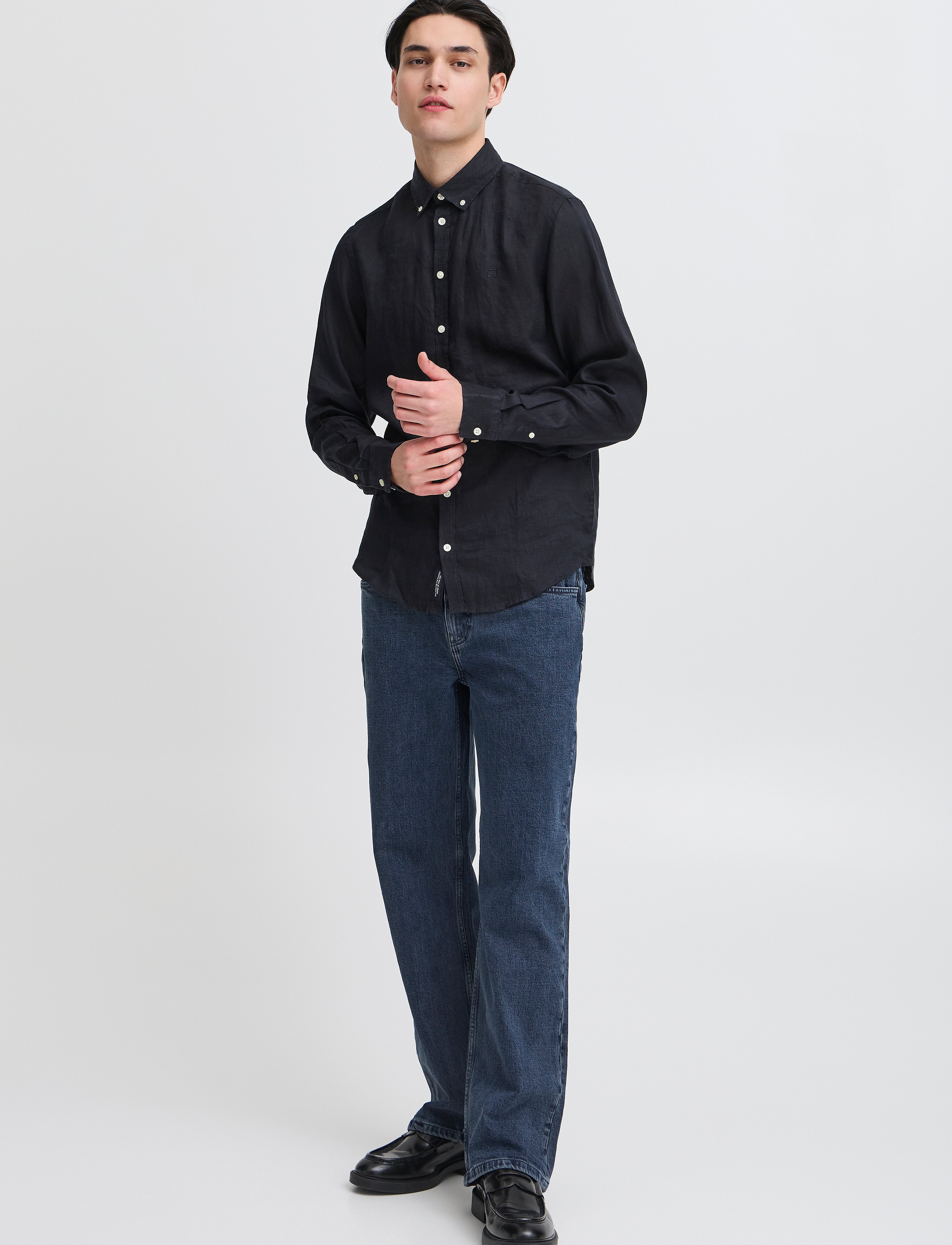 Casual Friday CFANTON BD LS LINEN SHIRT - Skjorter - BLACK BEAUTY / black