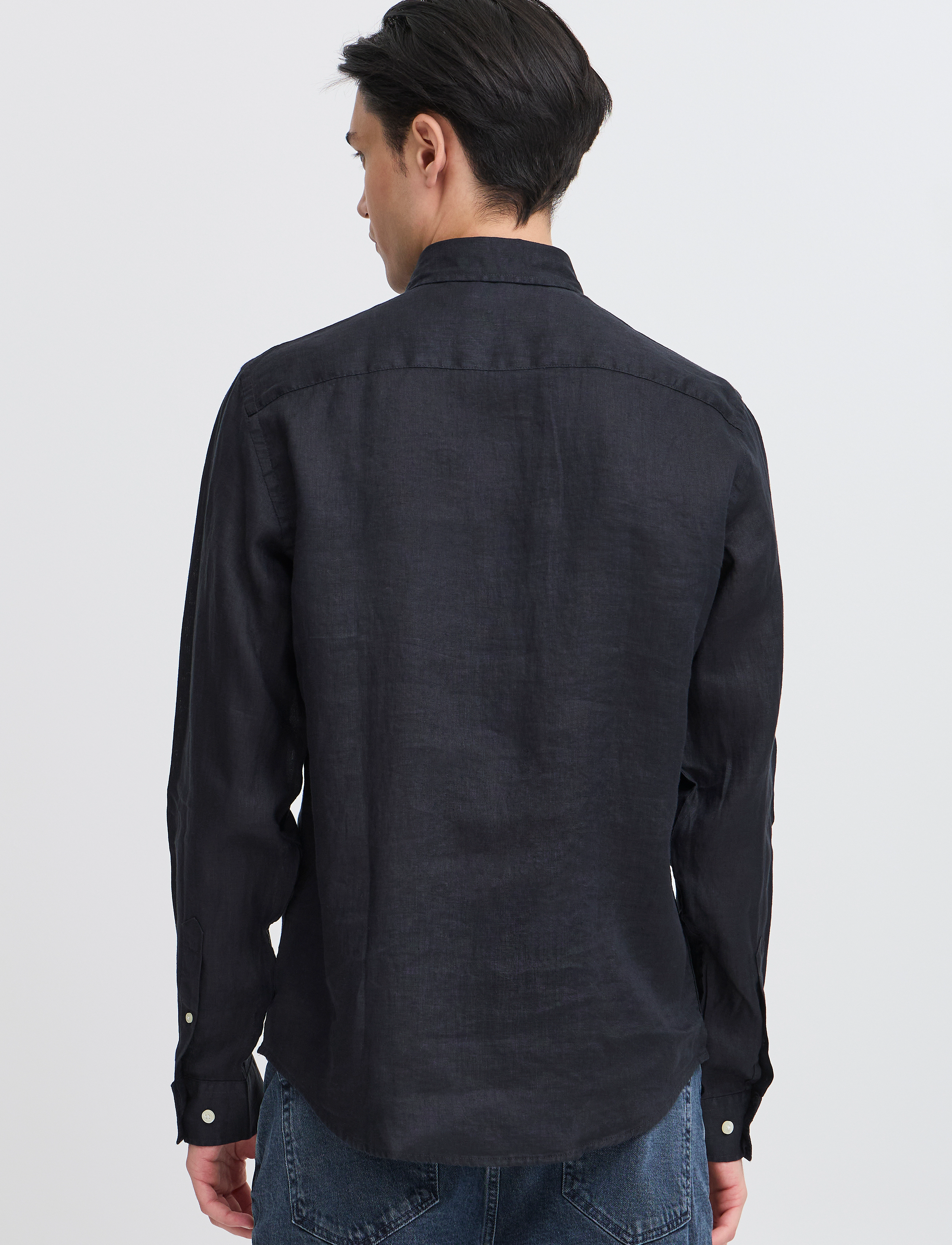 Casual Friday - CFANTON BD LS LINEN SHIRT - hörskyrtur - black beauty - 5