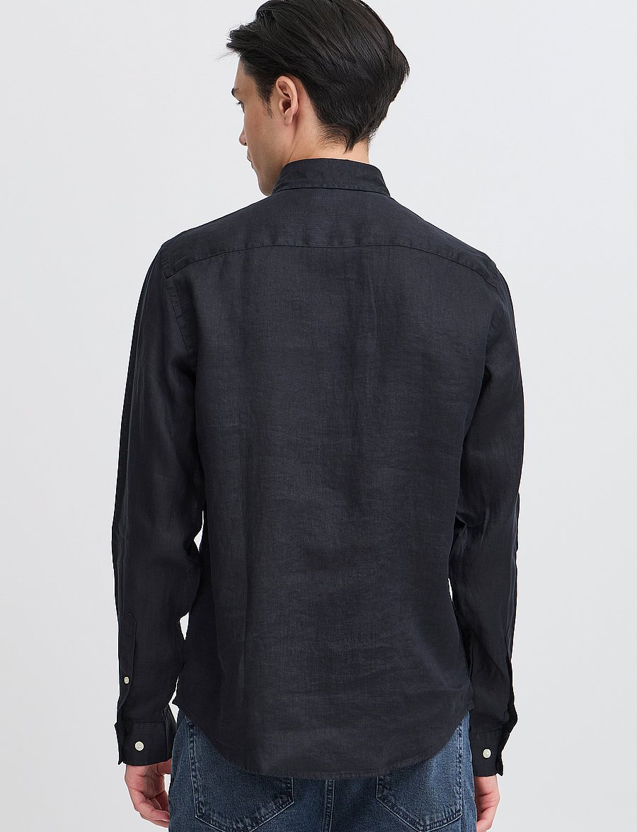 Casual Friday - CFANTON BD LS LINEN SHIRT - hørskjorter - black beauty - 5