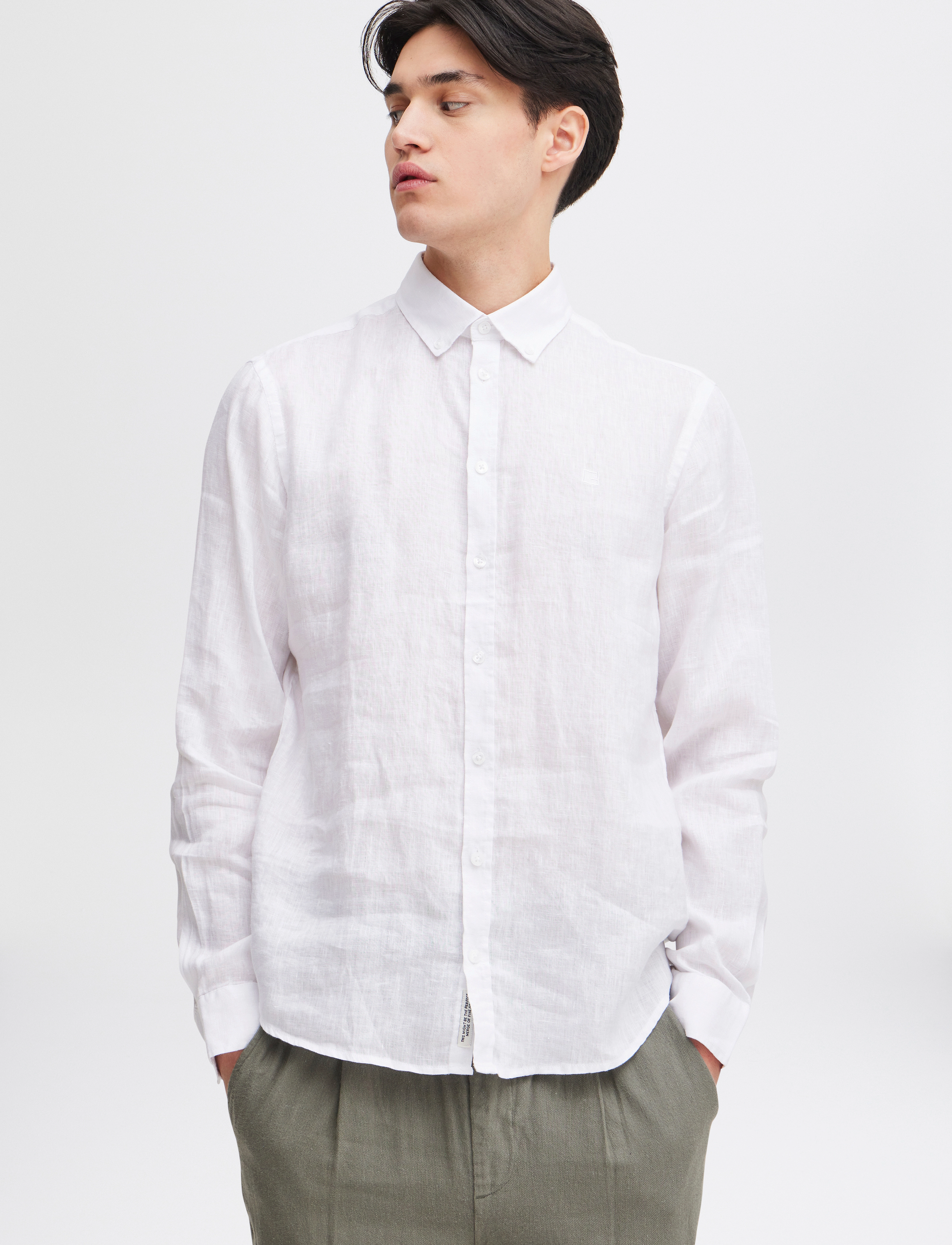 Casual Friday - CFANTON BD LS LINEN SHIRT - leinenhemden - bright white - 4