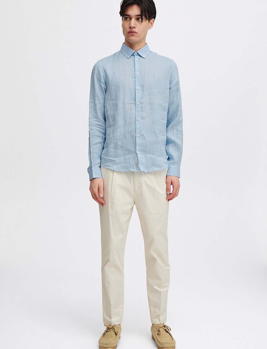 Casual Friday - CFANTON BD LS LINEN SHIRT - linneskjortor - chambray blue - 0
