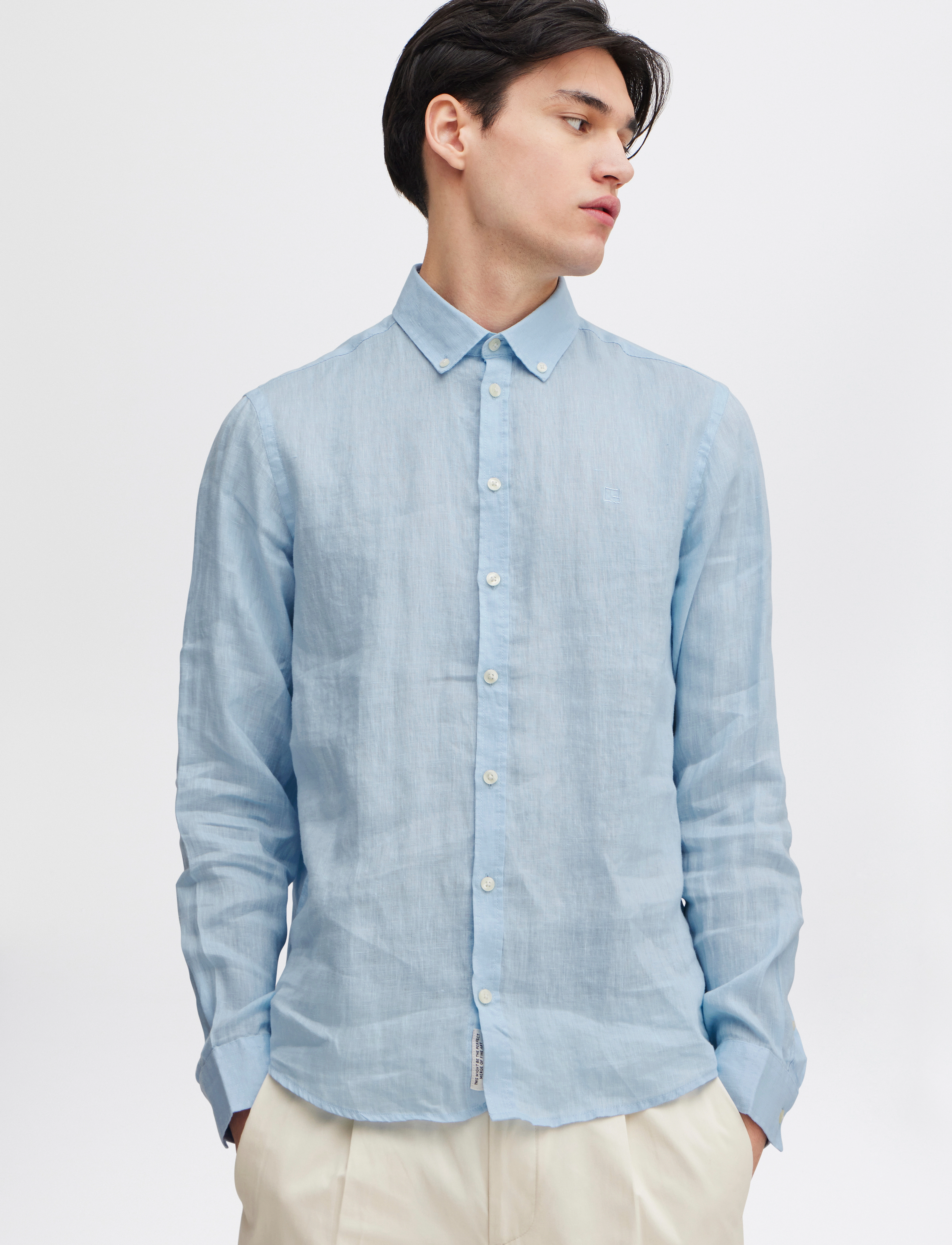 Casual Friday - CFANTON BD LS LINEN SHIRT - linneskjortor - chambray blue - 4
