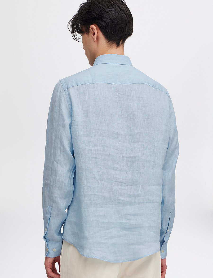 Casual Friday - CFANTON BD LS LINEN SHIRT - linneskjortor - chambray blue - 5