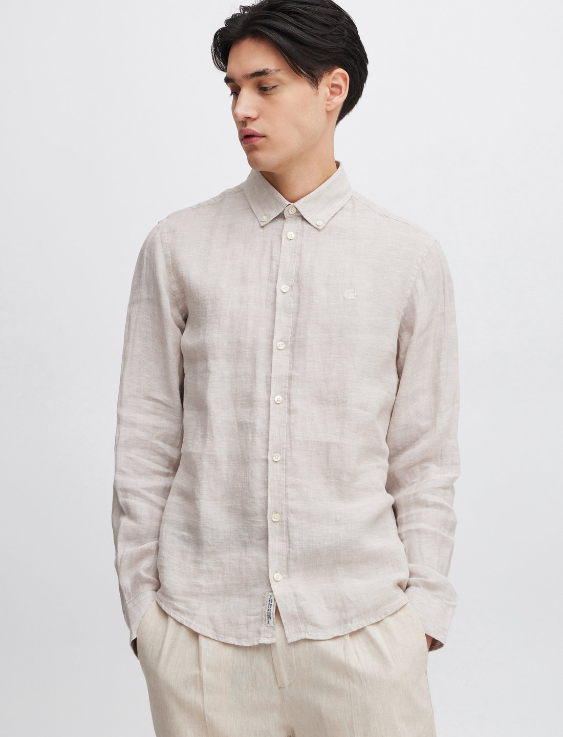 Casual Friday - CFANTON BD LS linen shirt - leinenhemden - chateau gray - 4