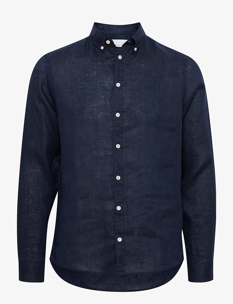Casual Friday - CFANTON BD LS LINEN SHIRT - hørskjorter - navy blazer - 1