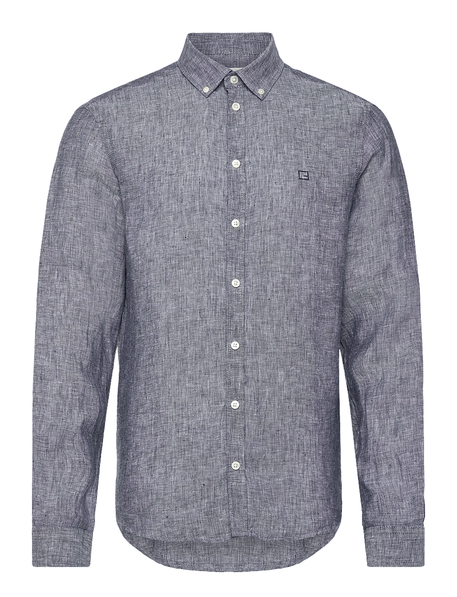 Casual Friday - CFANTON BD LS LINEN SHIRT - leinenhemden - navy blazer melange - 0