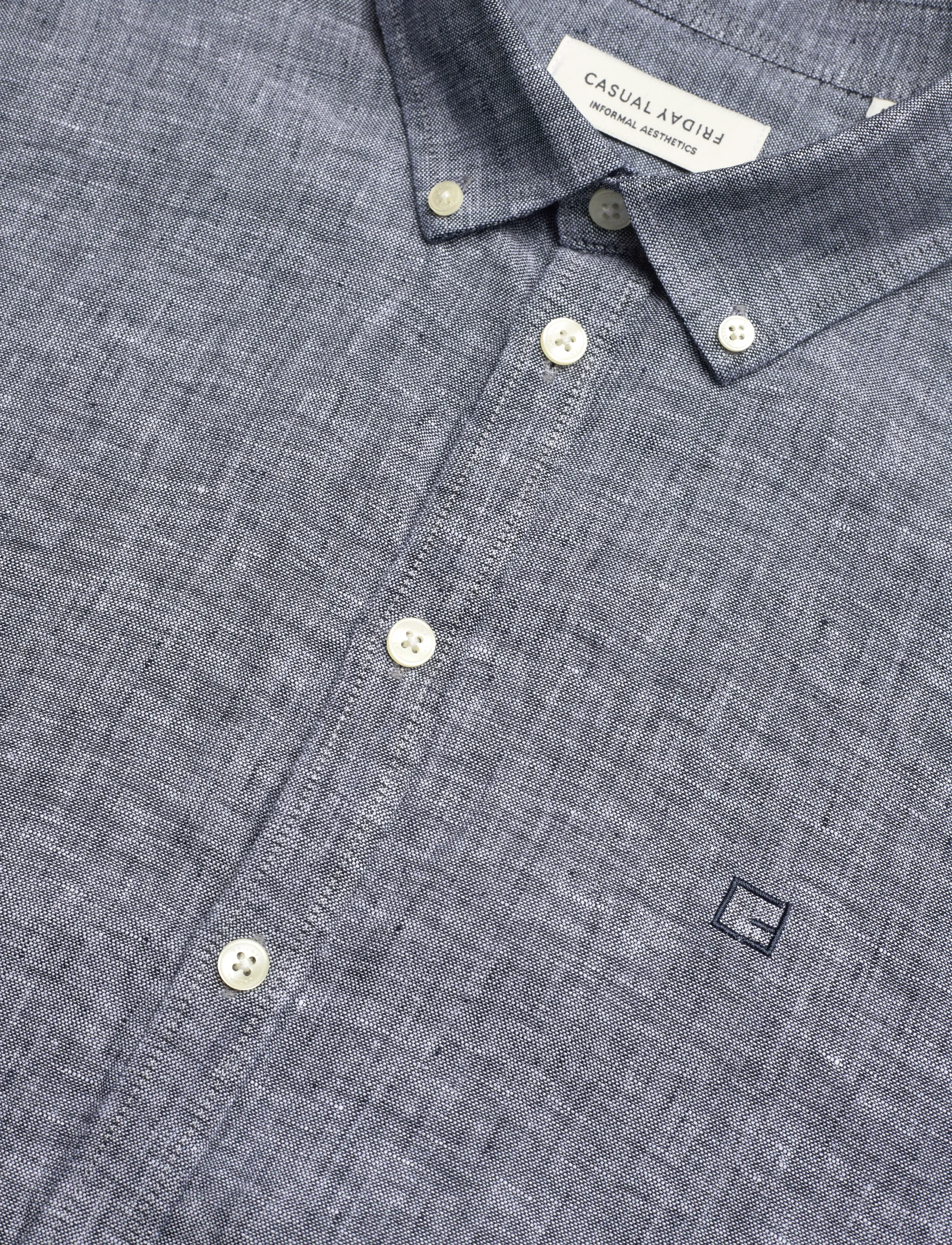 Casual Friday - CFANTON BD LS LINEN SHIRT - hörskyrtur - navy blazer melange - 3