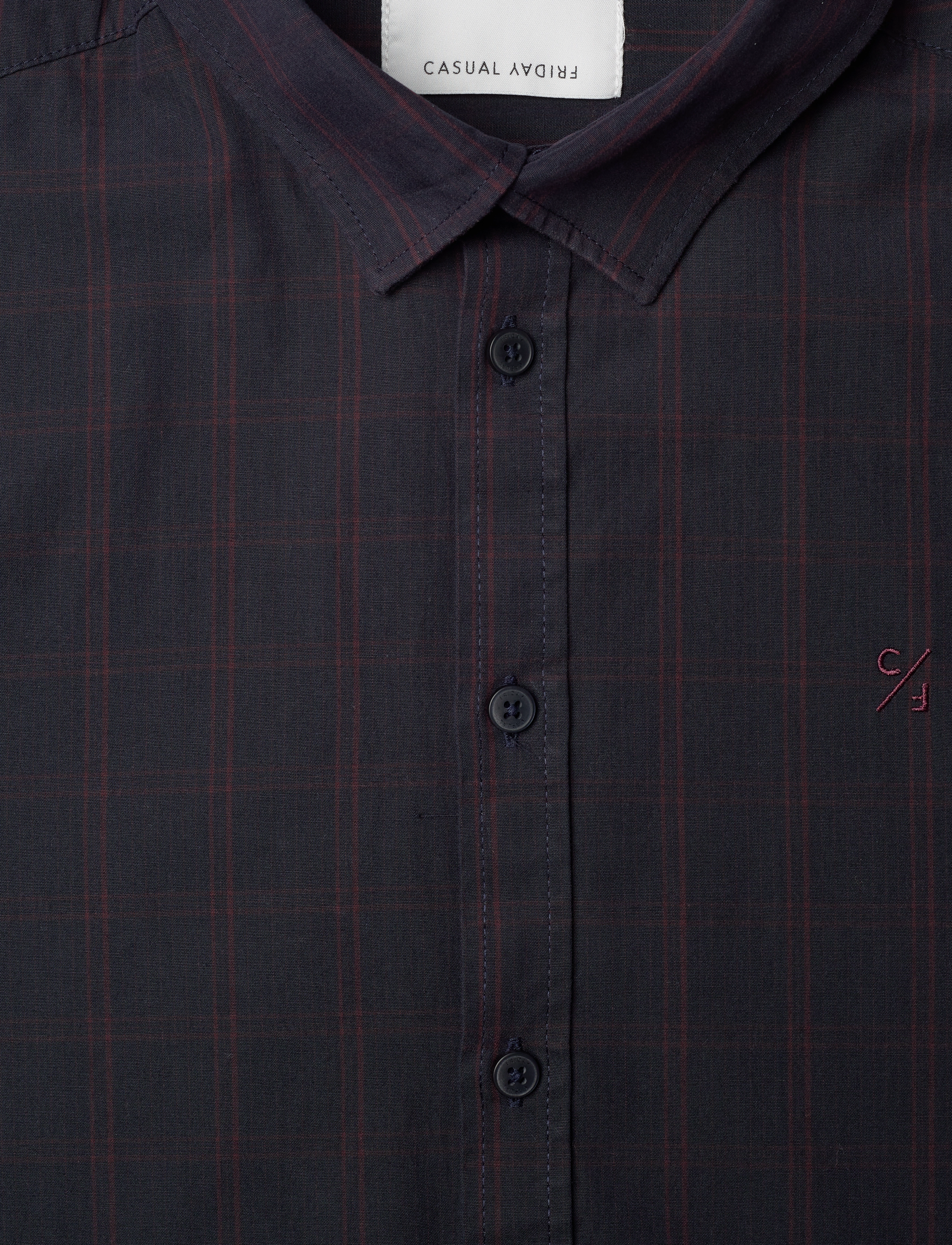 Casual Friday - Anton LS BU small checked shirt - dark navy - 4