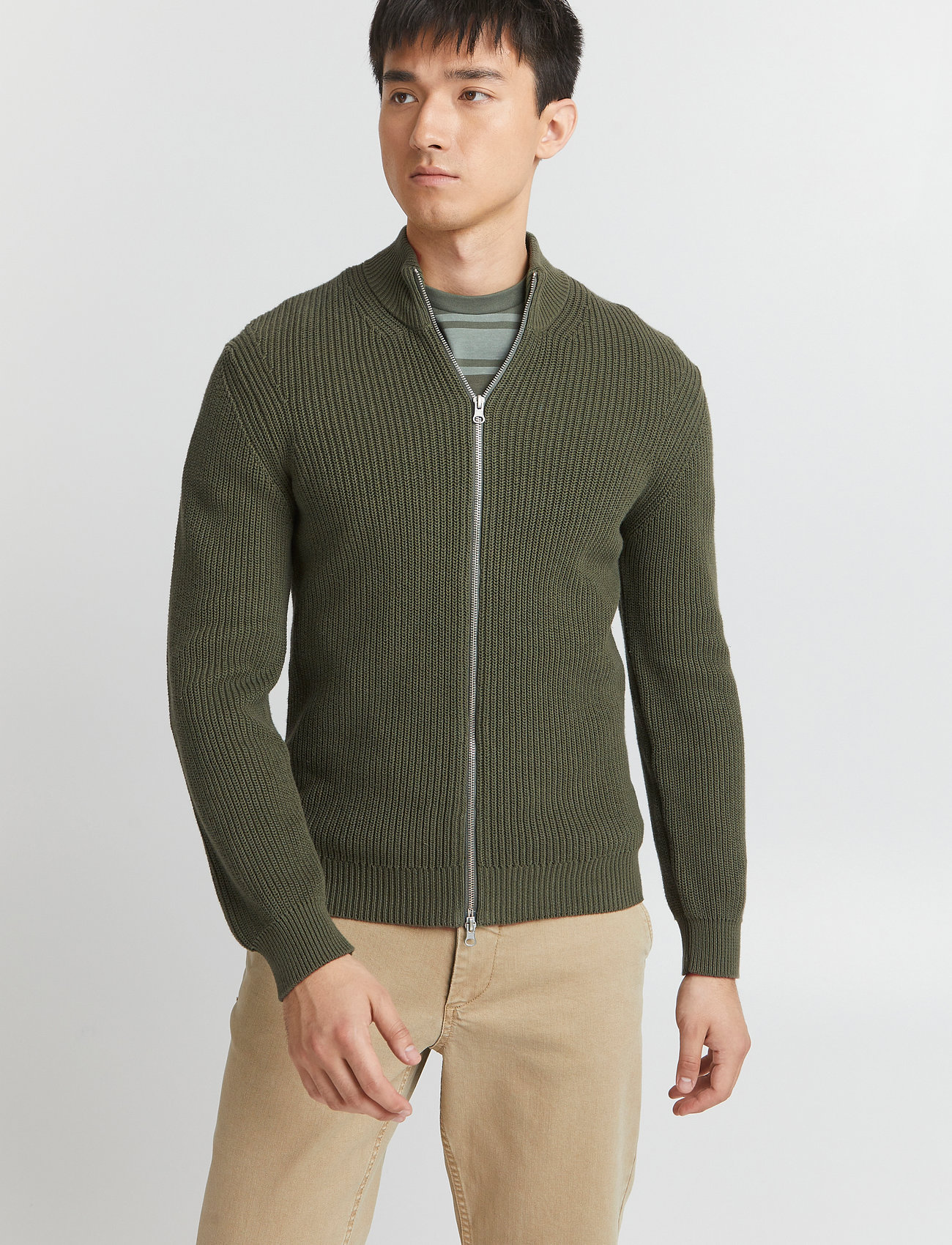 Casual Friday - Kurt 0034 zipper cardigan - beetle - 3