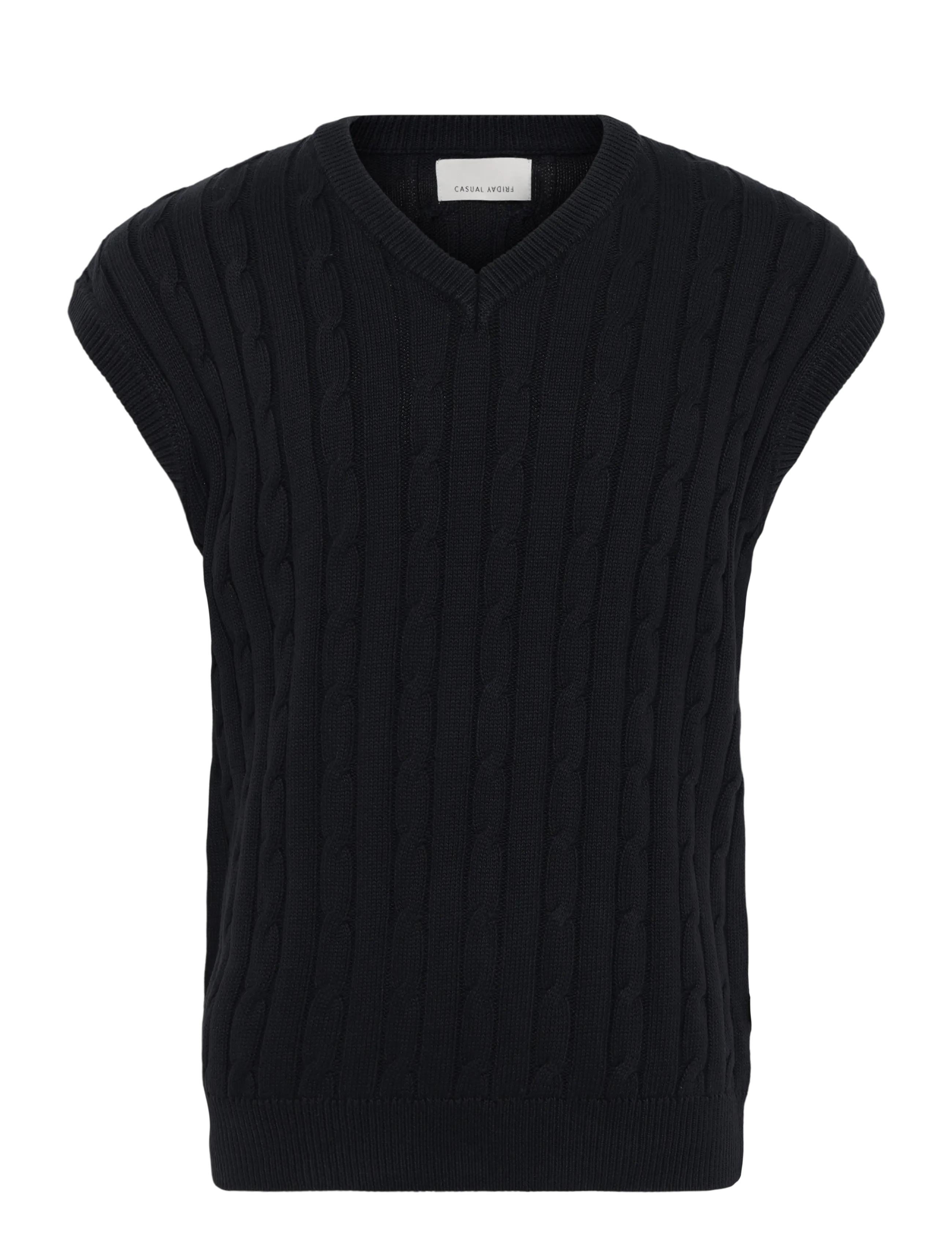 Casual Friday CFKLAES cable oversized vest - V-necks - DARK NAVY / navy
