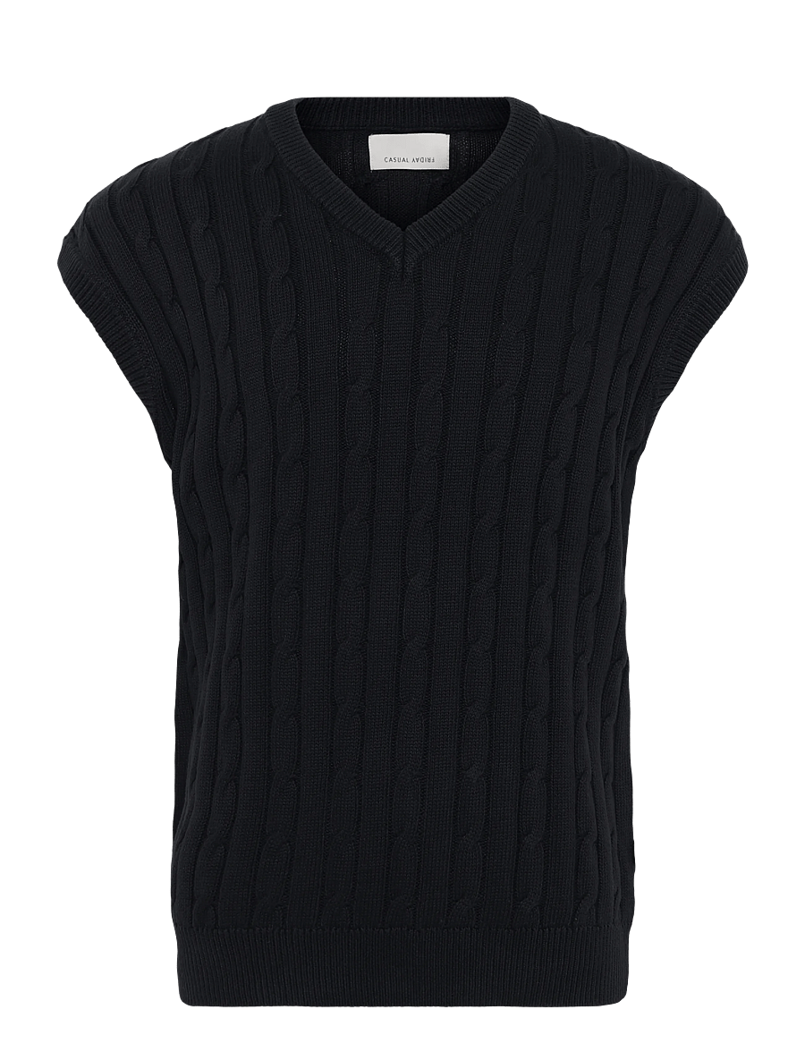 Casual Friday - CFKLAES cable oversized vest - dark navy - 0