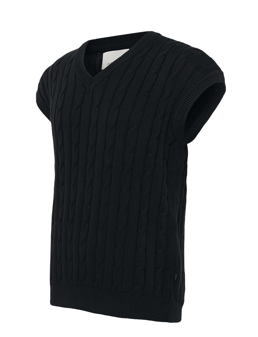 Casual Friday - CFKLAES cable oversized vest - dark navy - 2