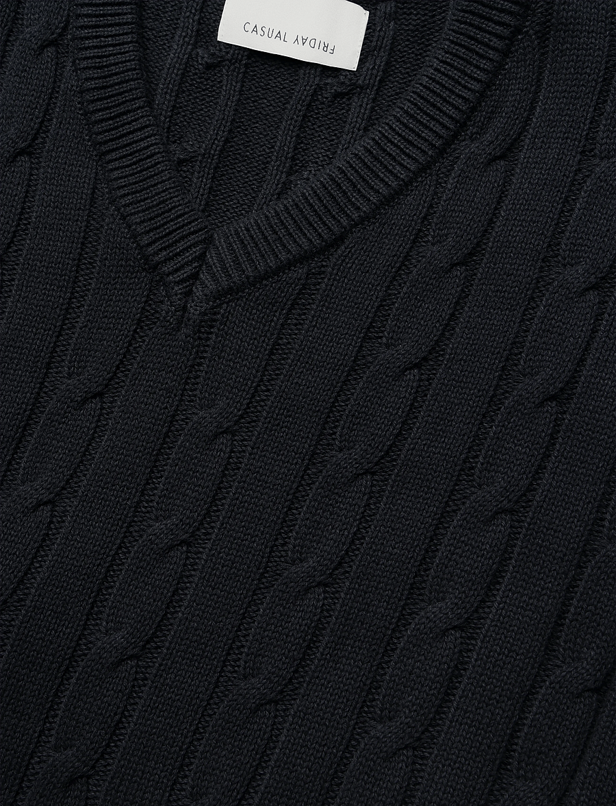 Casual Friday - CFKLAES cable oversized vest - dark navy - 4